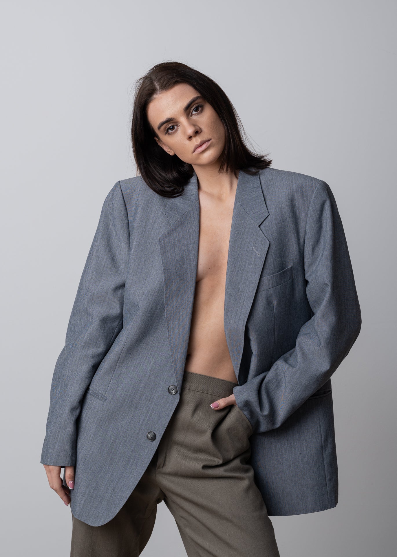 Vintage Grey Oversized Blazer