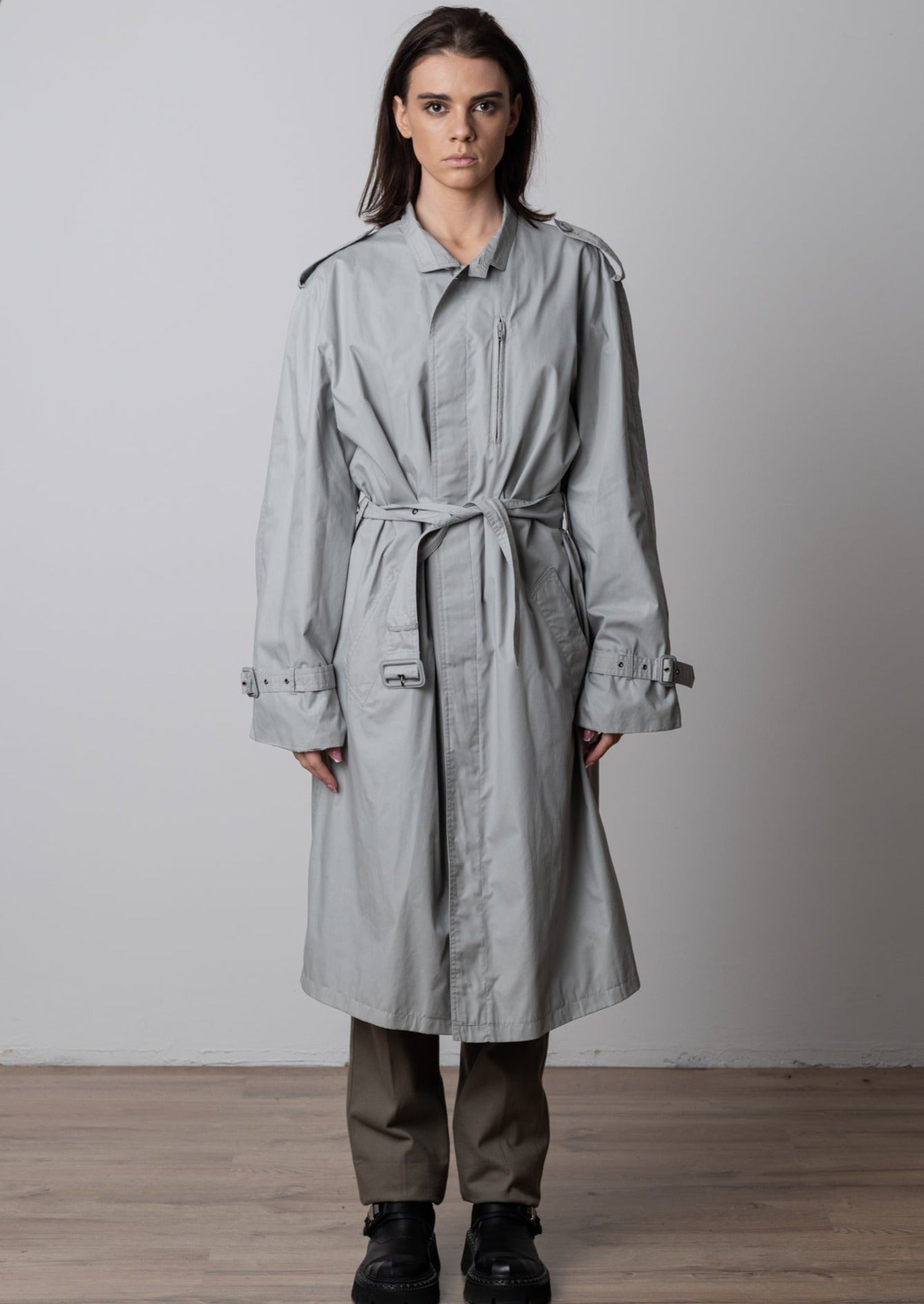 Vintage Grey Oversized Rain Coat