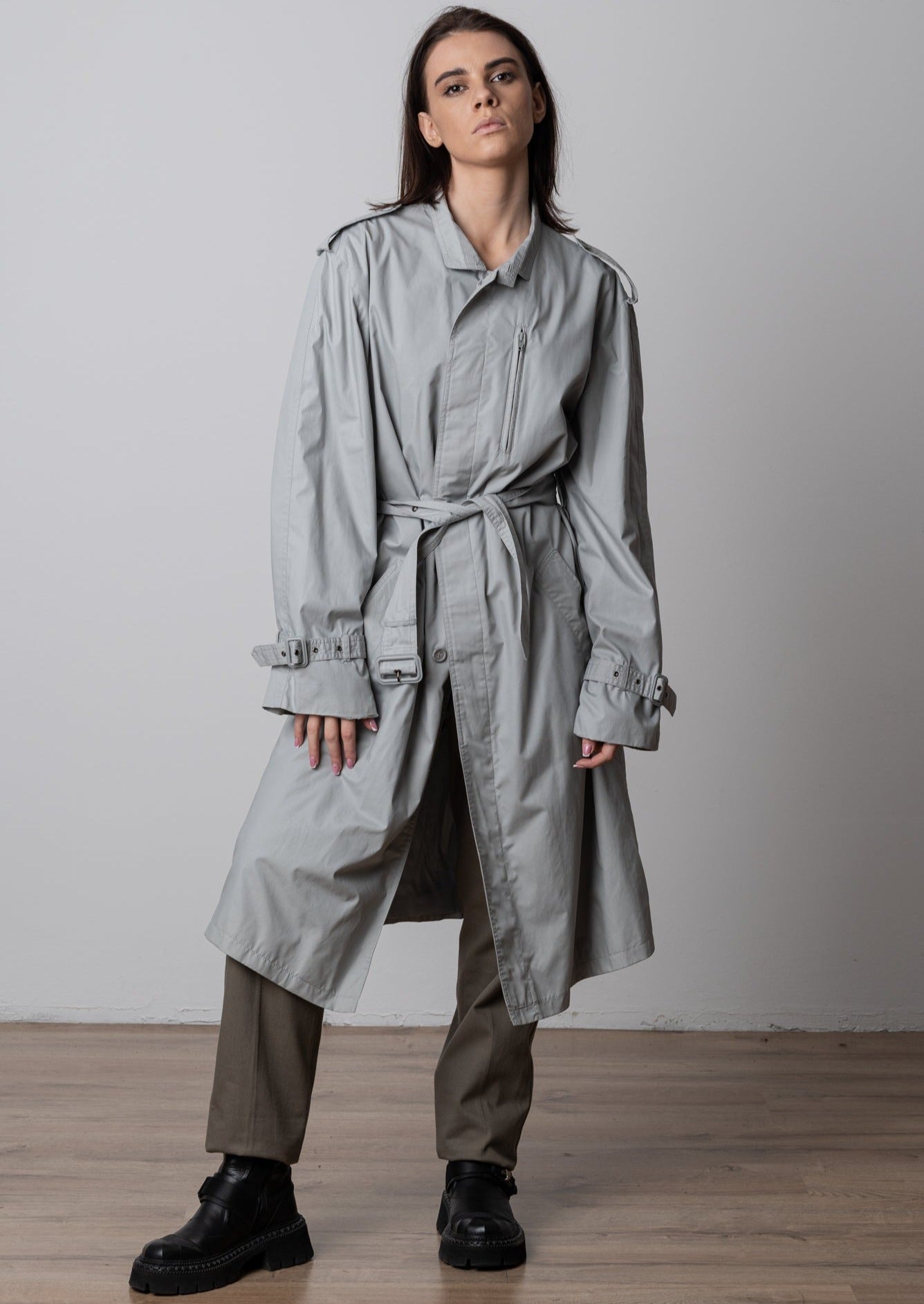 Vintage Grey Oversized Rain Coat
