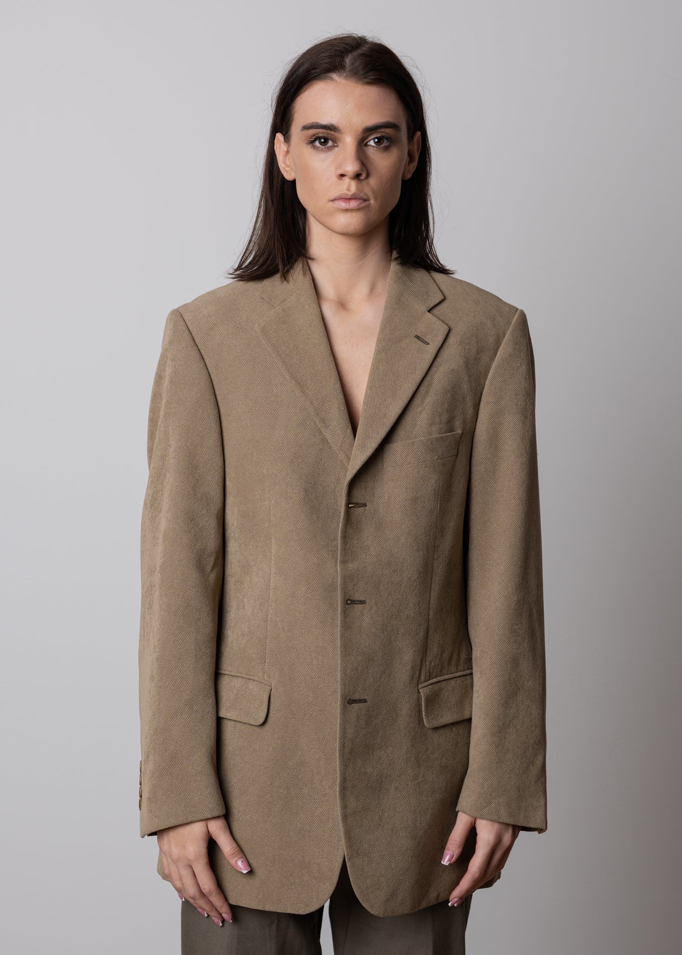 Vintage Beige Oversized Corduroy Blazer