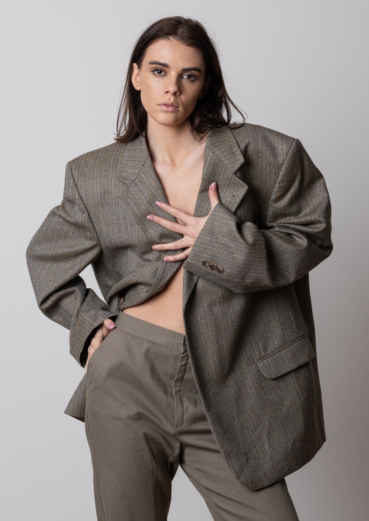 Vintage Grey Oversized Blazer