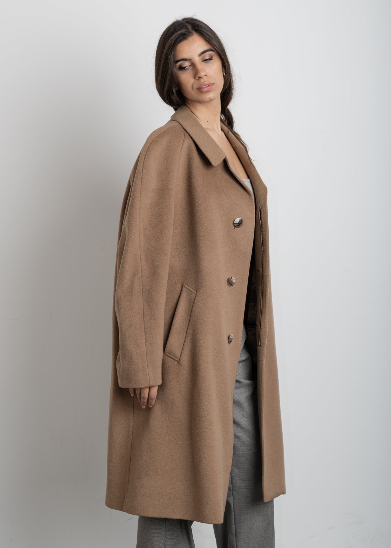 Vintage Beige Oversized Wool Coat