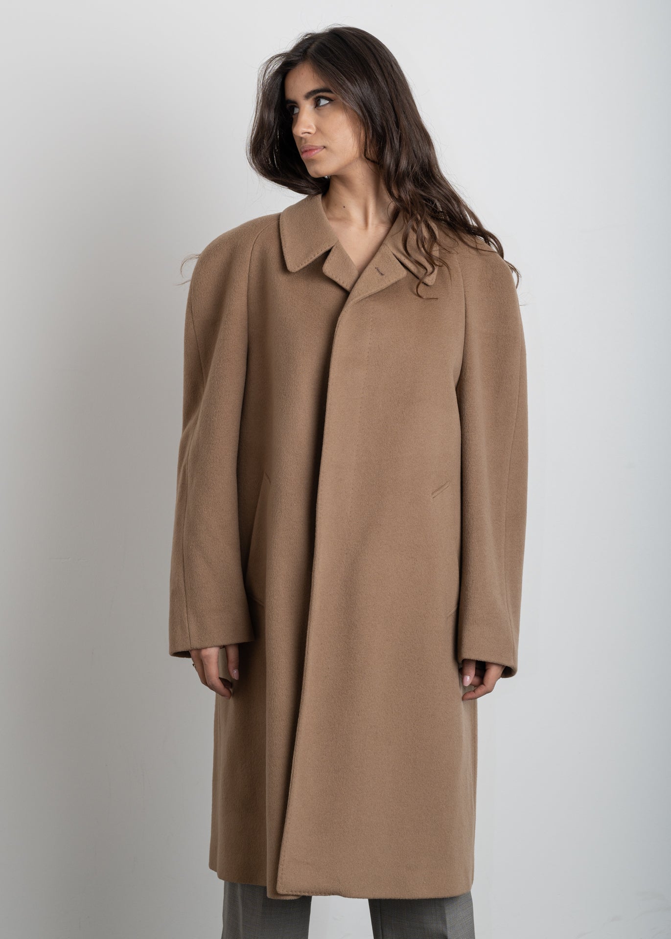 Vintage Beige Oversized Wool Coat