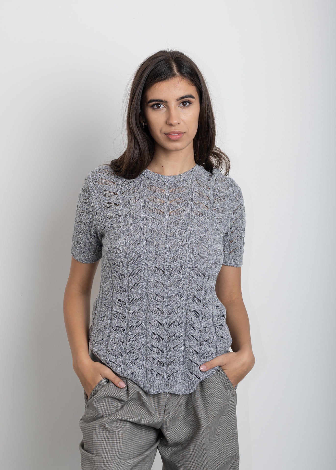 Vintage Grey Knitted Blouse