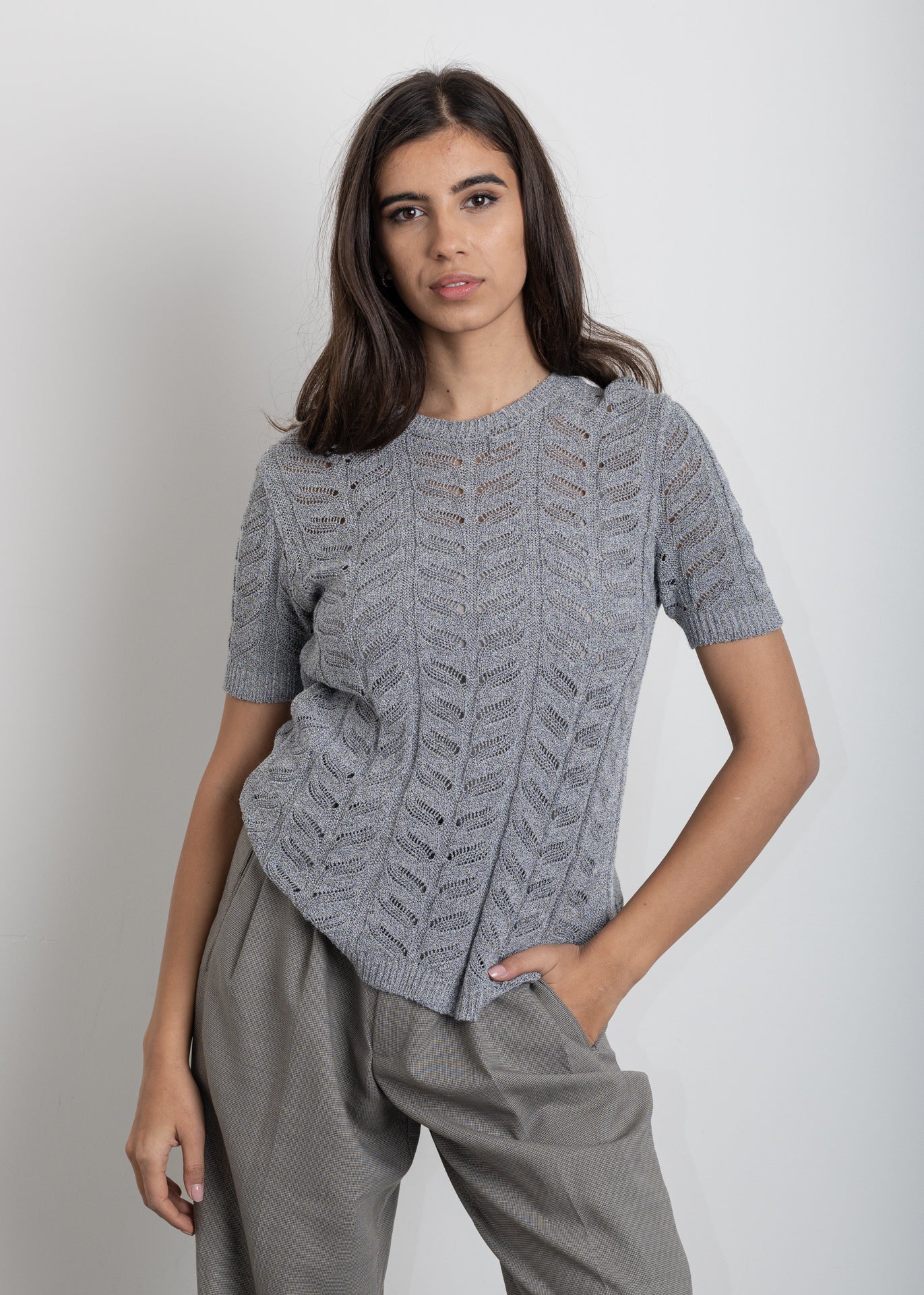 Vintage Grey Knitted Blouse