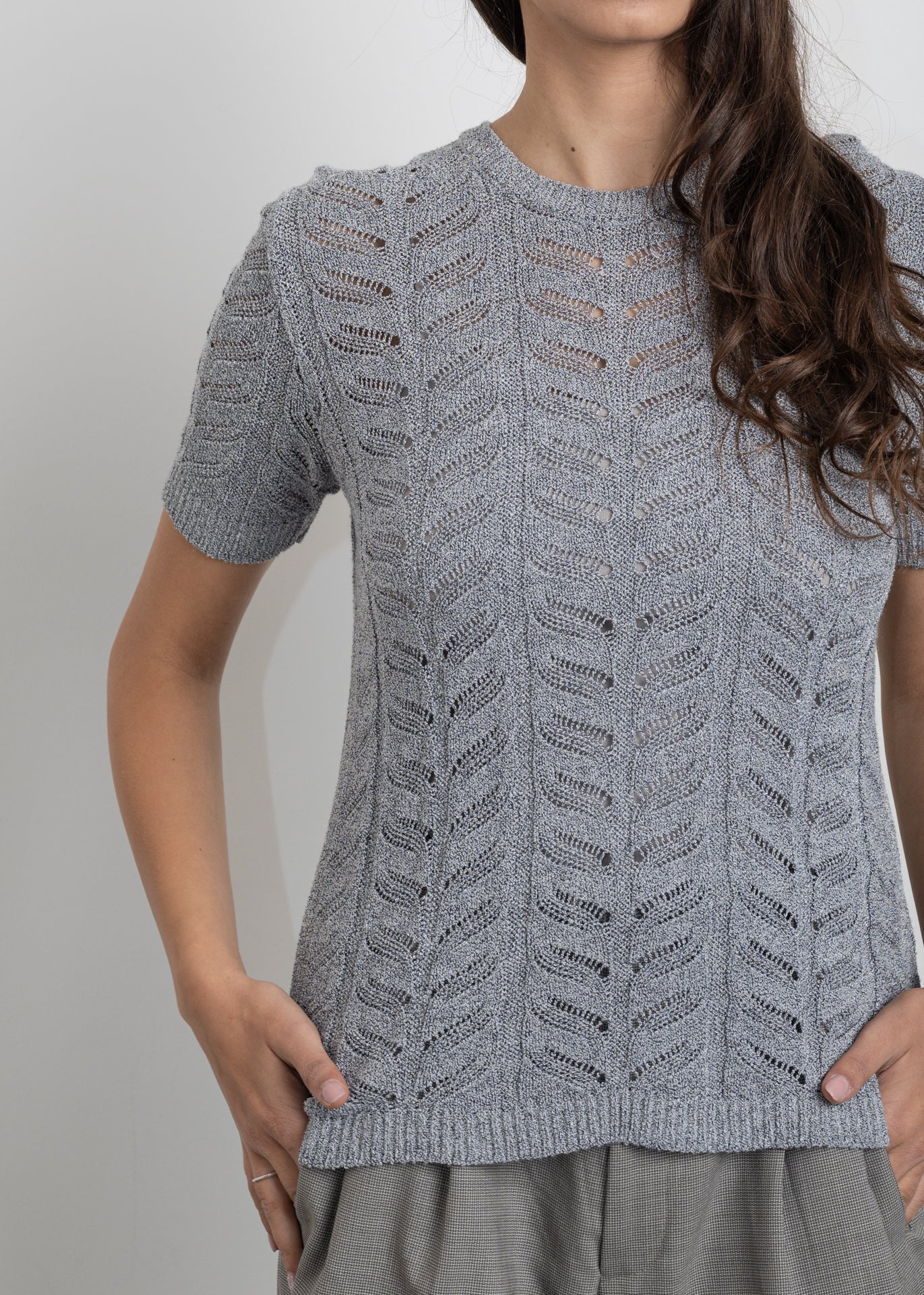 Vintage Grey Knitted Blouse