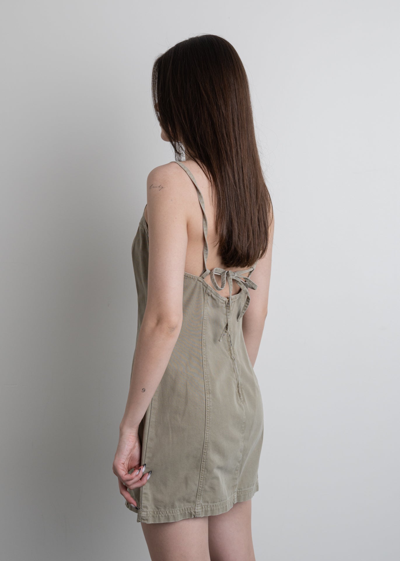 Vintage Green Cotton Mini Dress