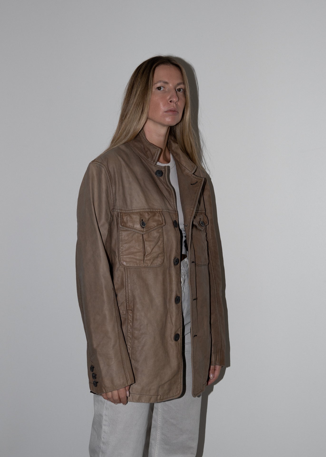 Vintage Brown Oversized Leather Jacket