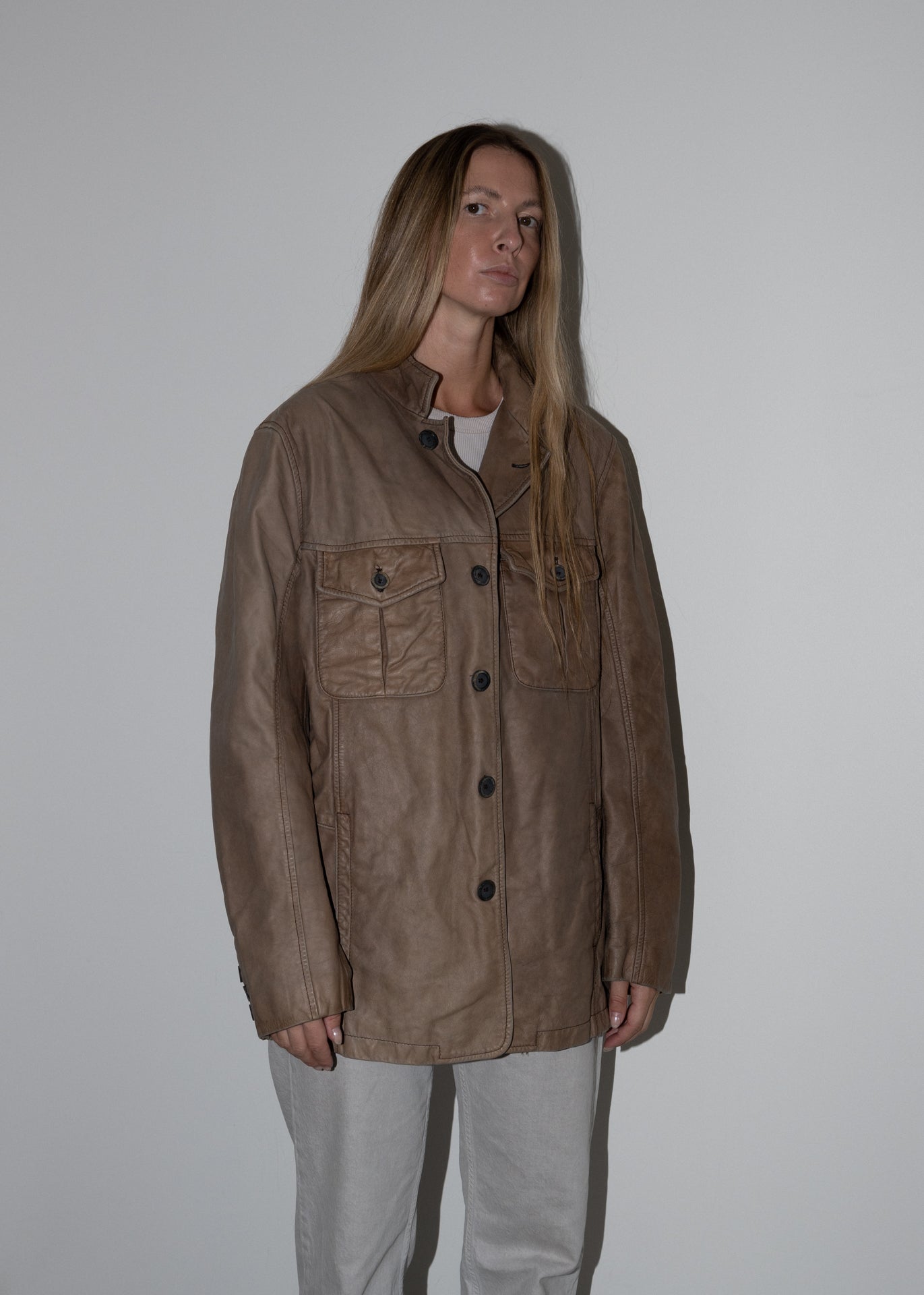 Vintage Brown Oversized Leather Jacket