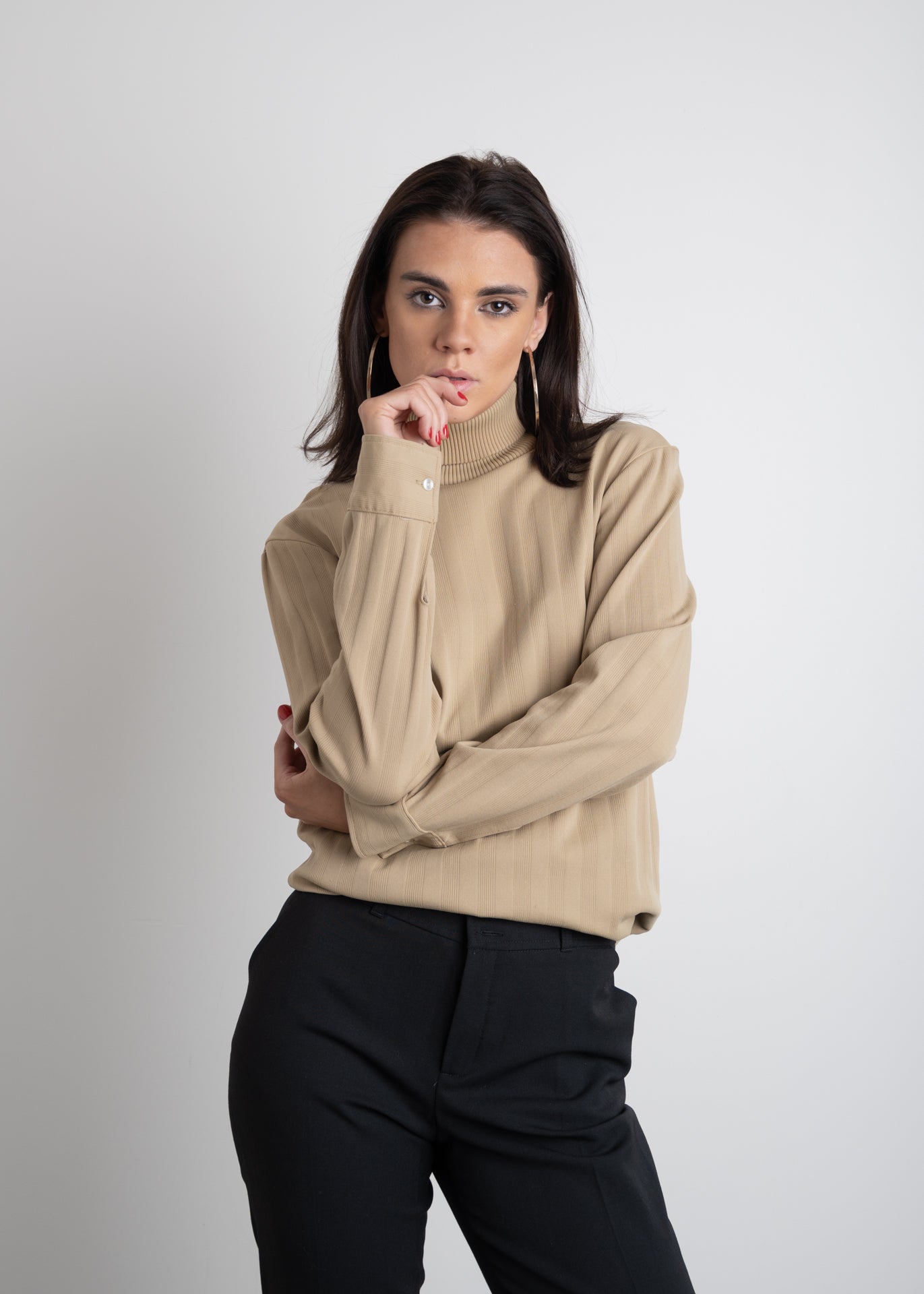 Vintage Beige Turtle Neck Sweater