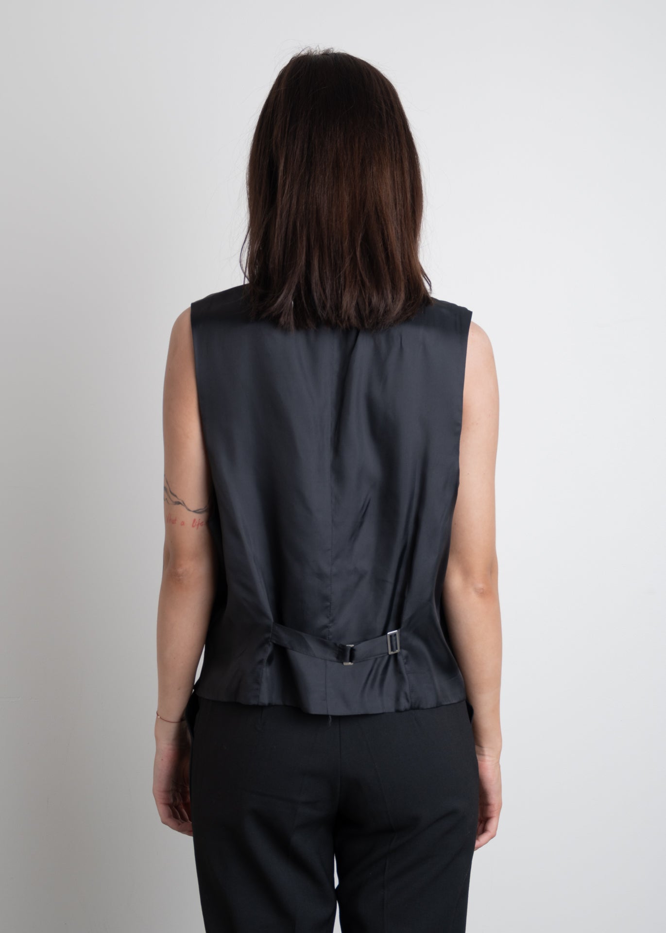 Vintage Black Pure Wool Elegant Vest