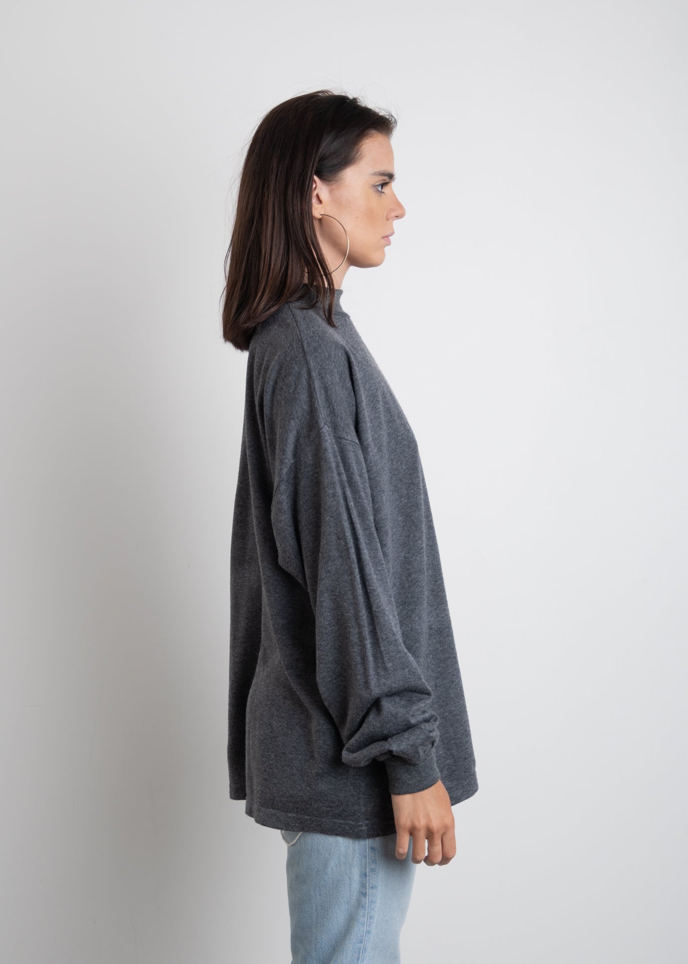 Vintage Grey High Neck Relaxed Sweater