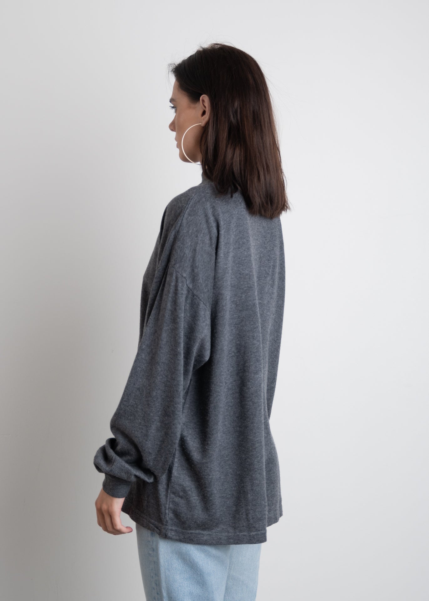 Vintage Grey High Neck Relaxed Sweater