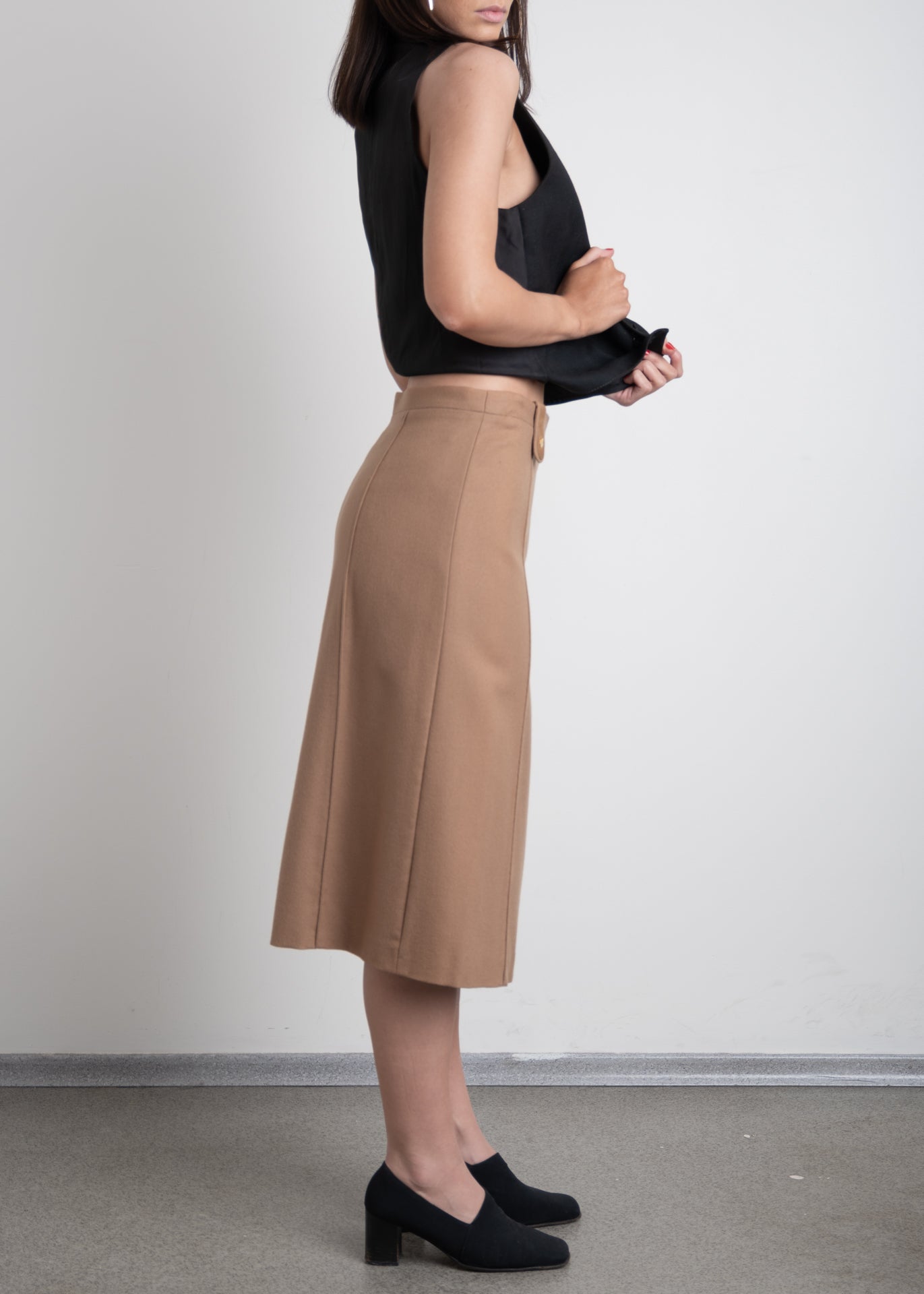 Vintage Brown 100% Wool Skirt