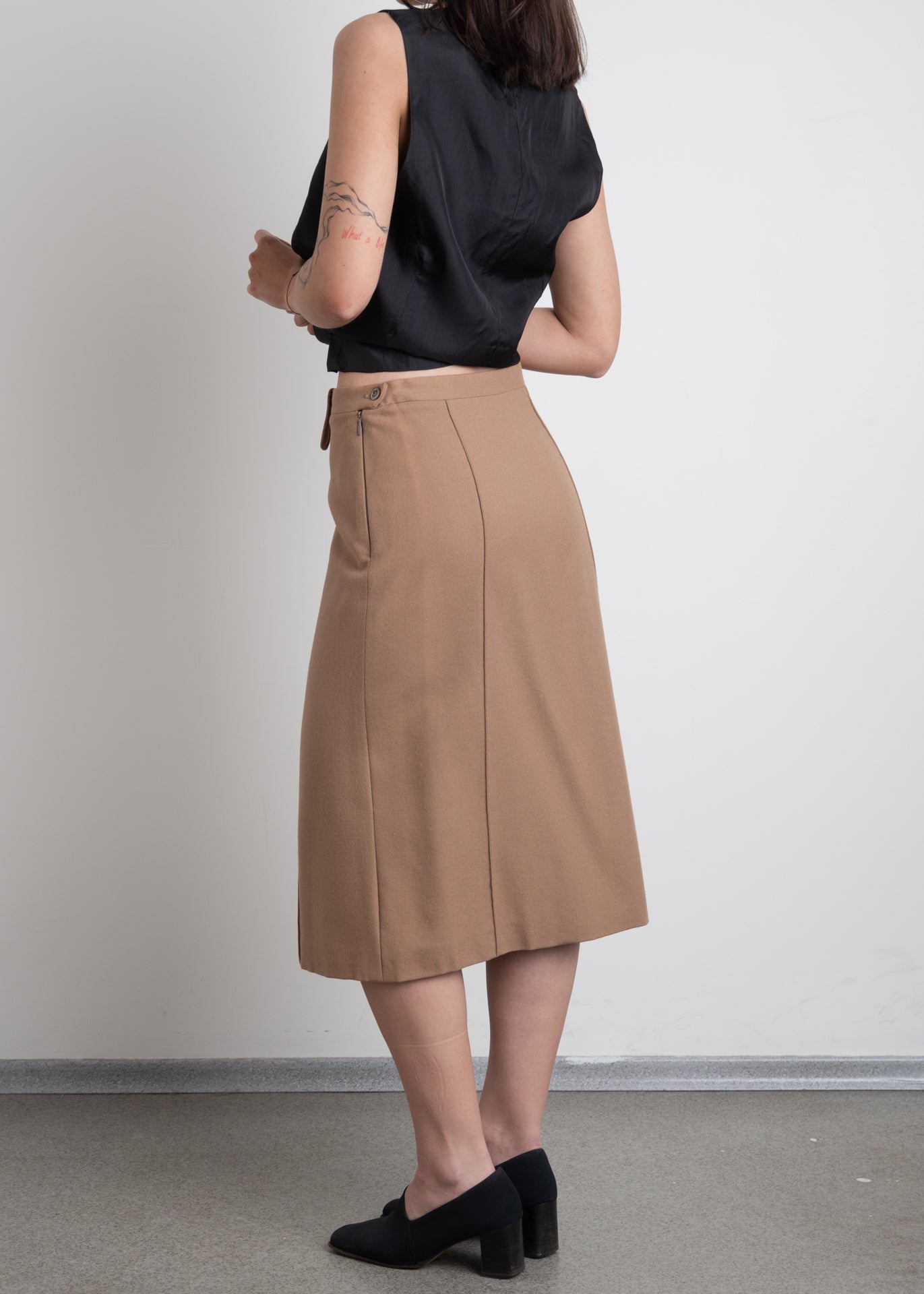 Vintage Brown 100% Wool Skirt