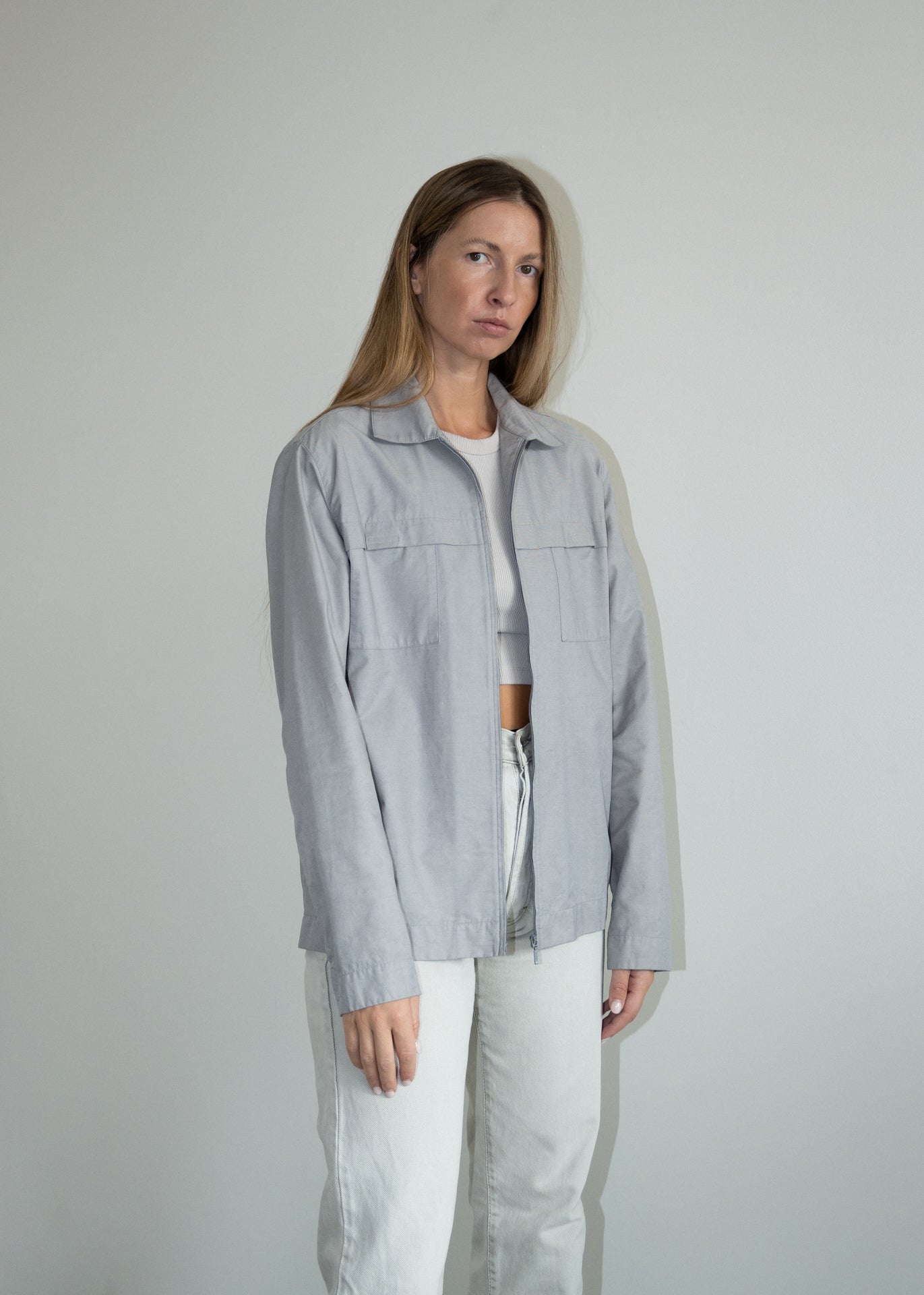Vintage Grey Light Weight Jacket with a Zip