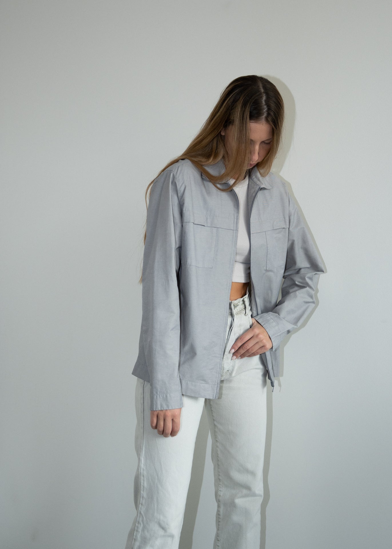 Vintage Grey Light Weight Jacket with a Zip