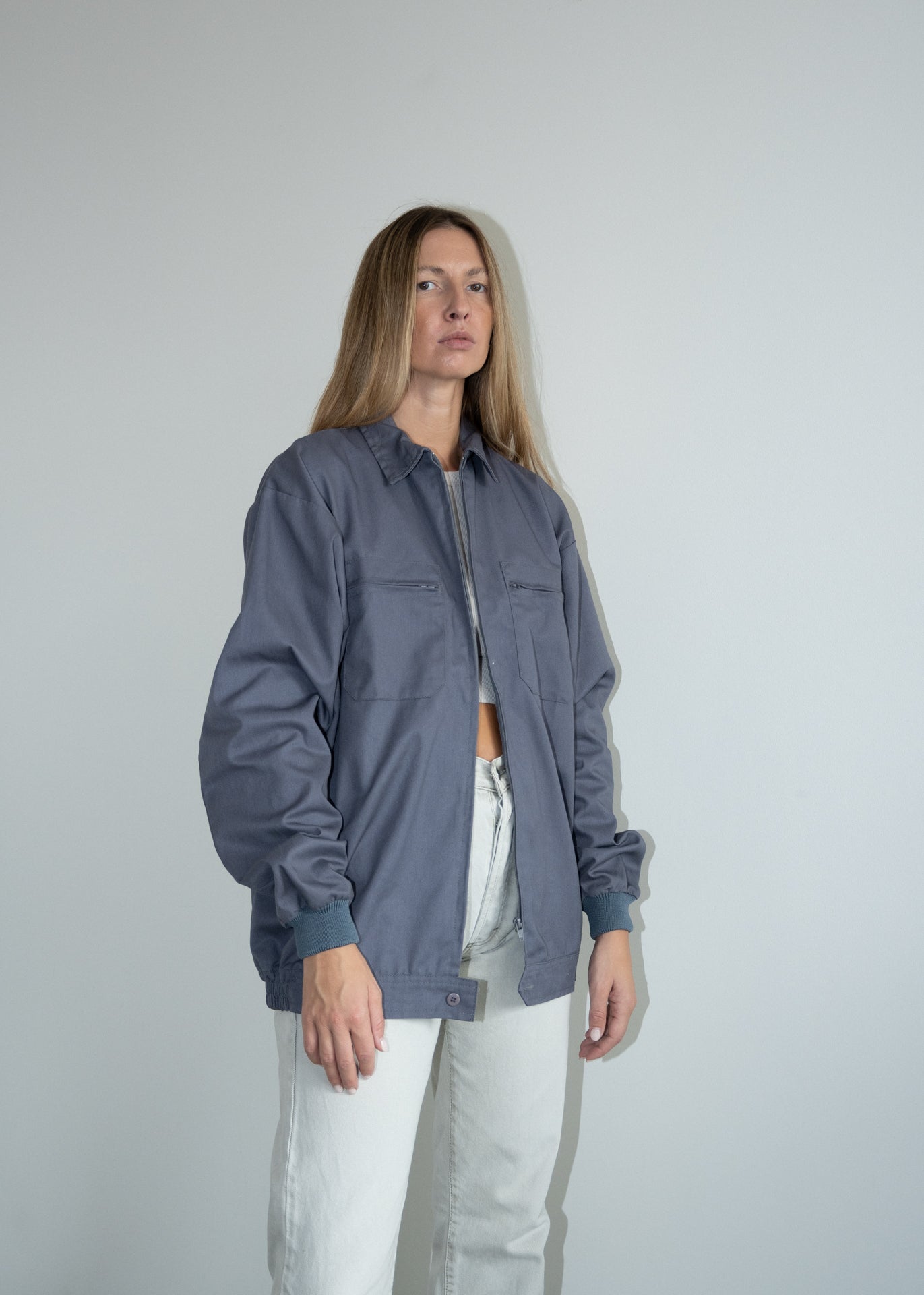 Vintage Grey Light Weight Jacket with a Zip