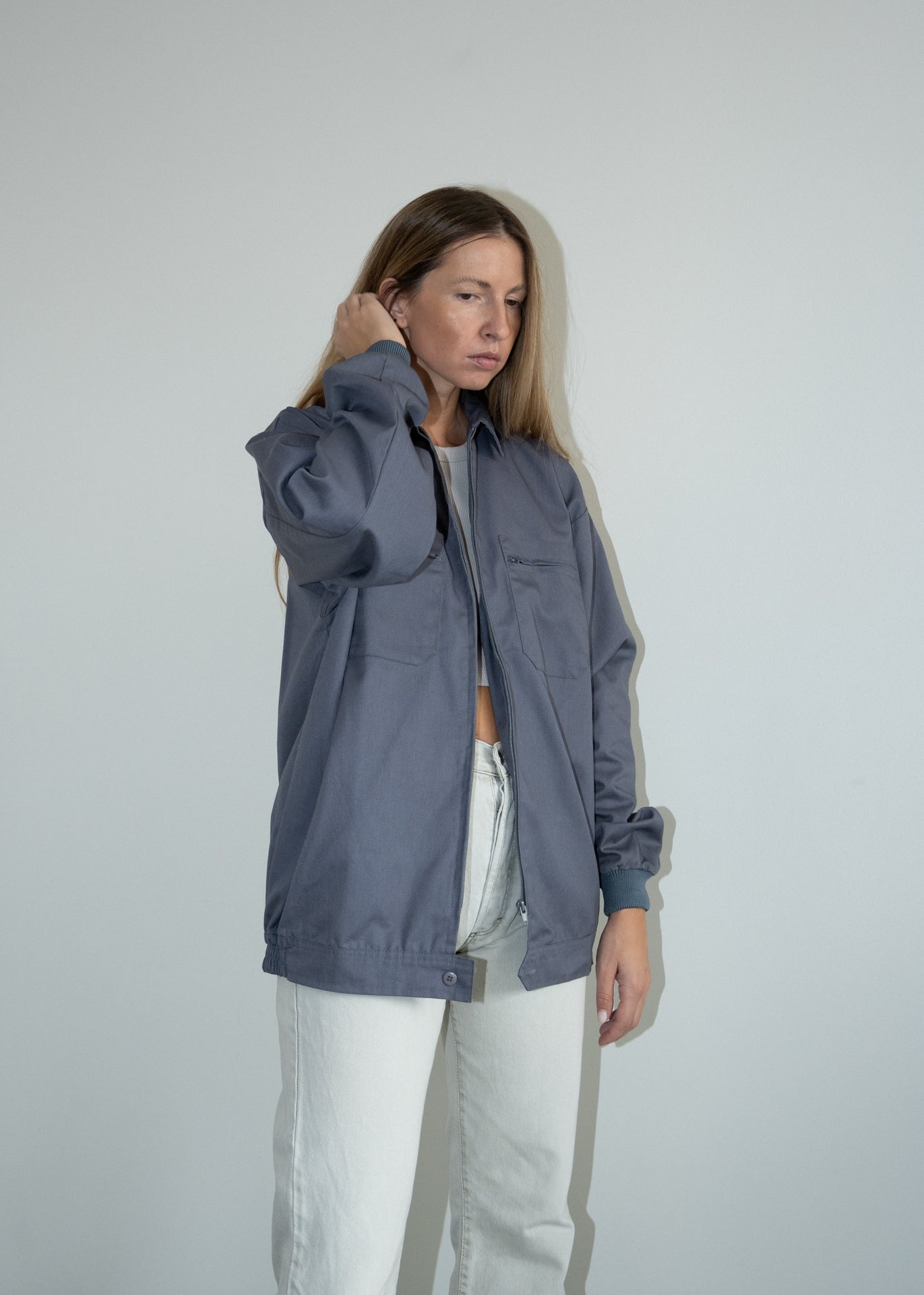 Vintage Grey Light Weight Jacket with a Zip