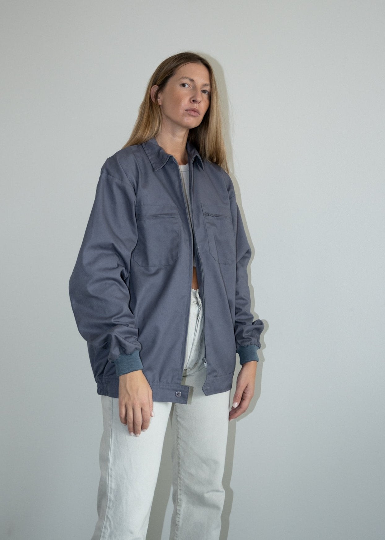 Vintage Grey Light Weight Jacket with a Zip