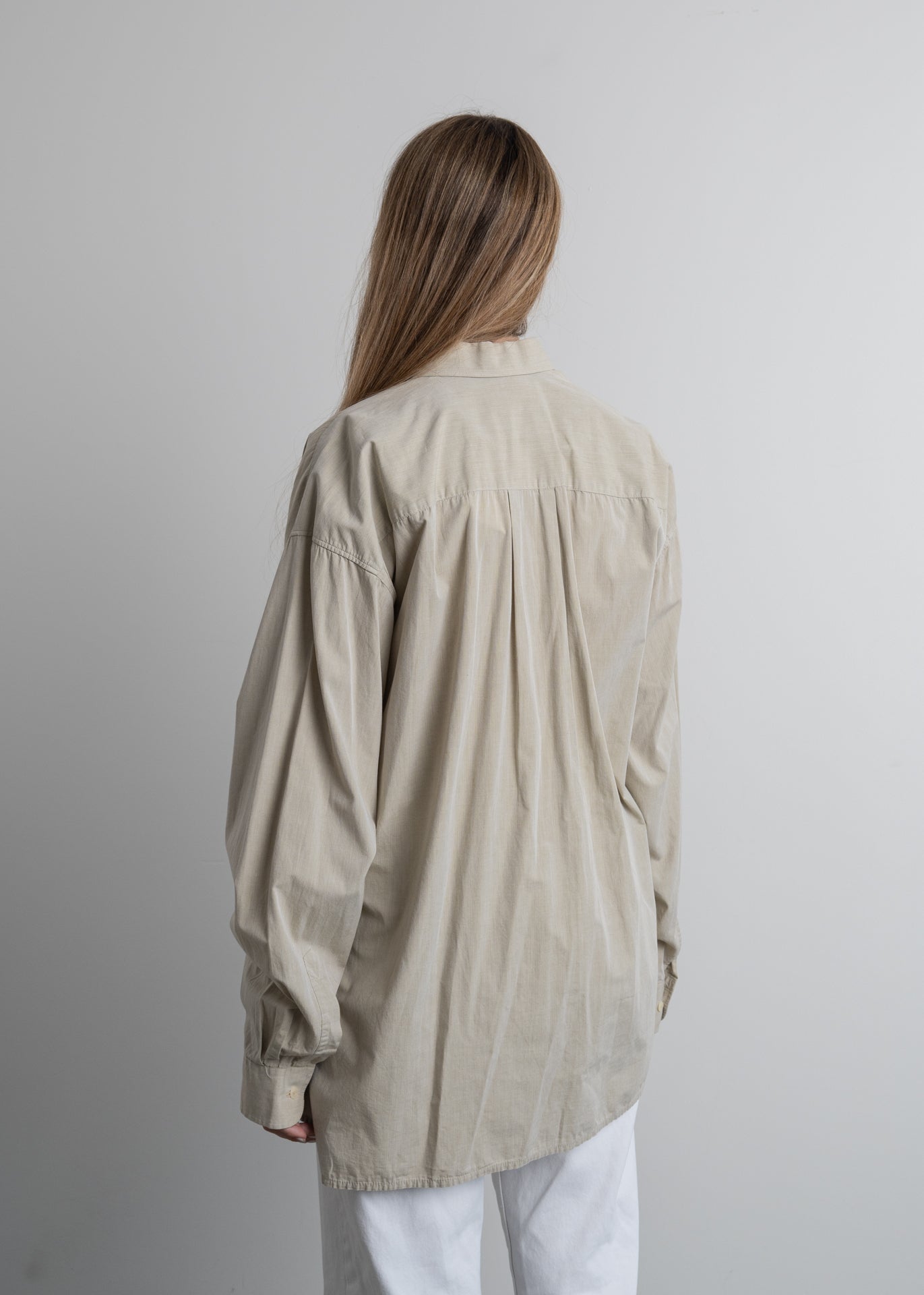 Vintage Beige Oversized Cotton Shirt