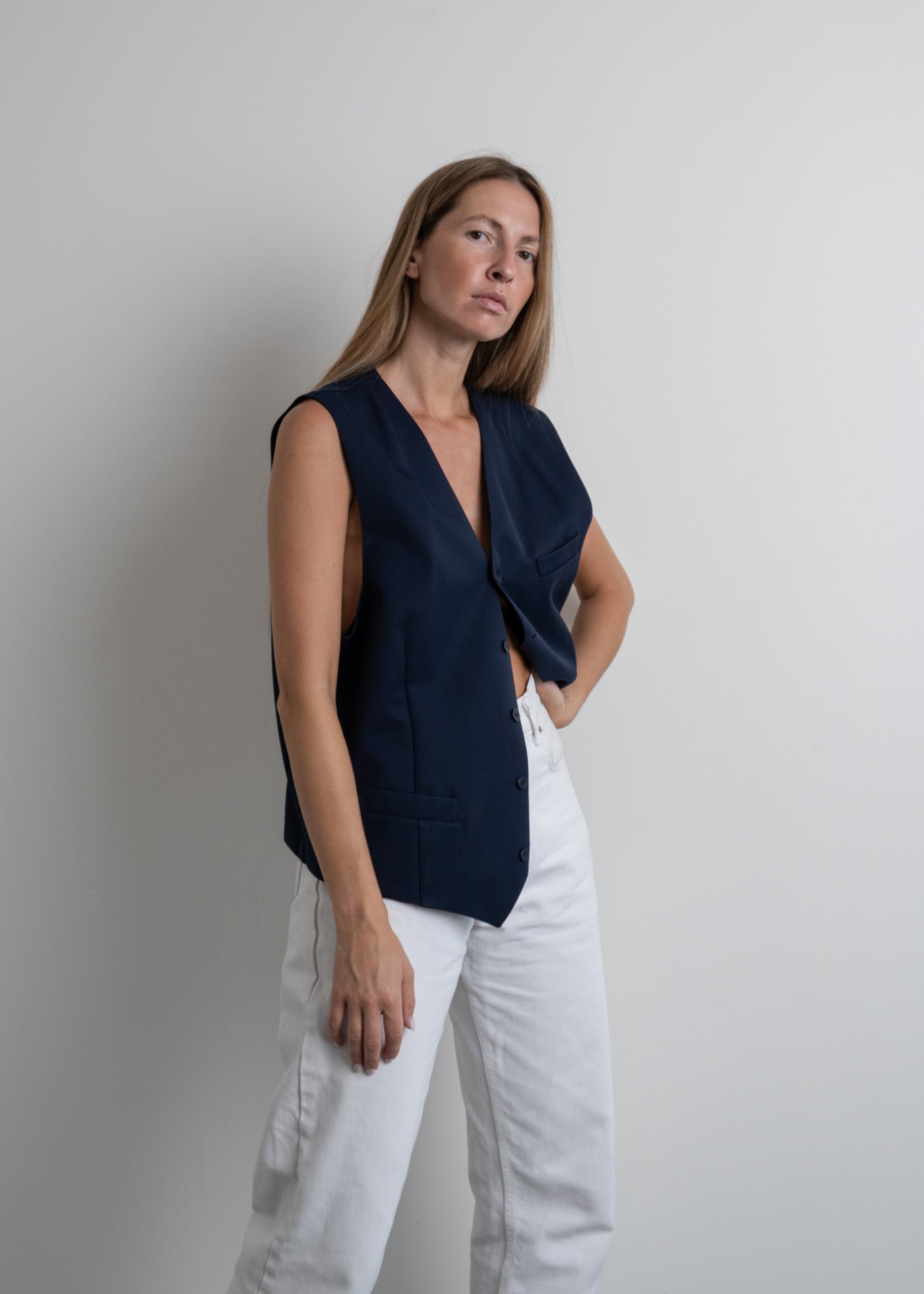 Vintage Blue Oversized Vest