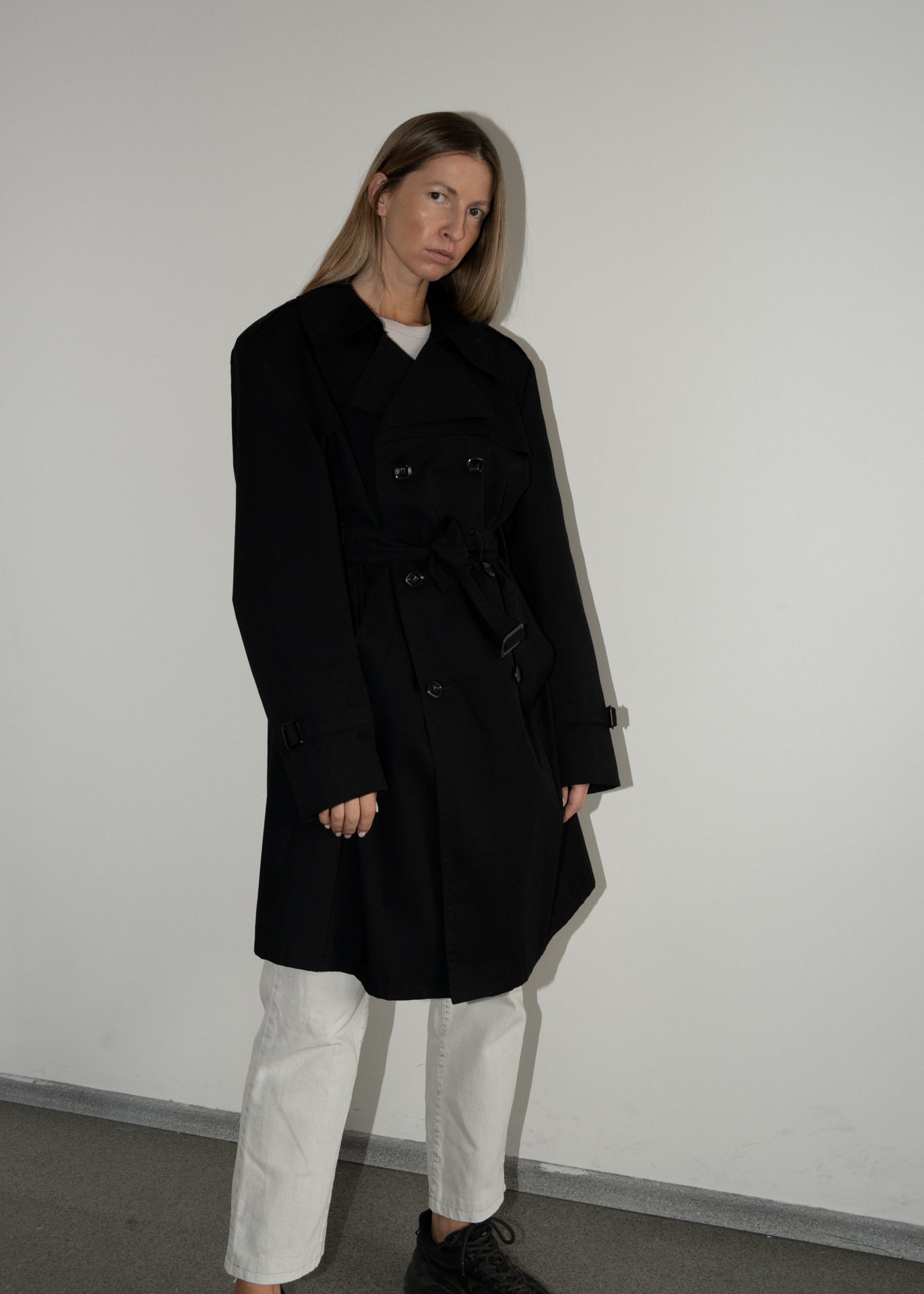 Vintage Black Oversized Rain Coat
