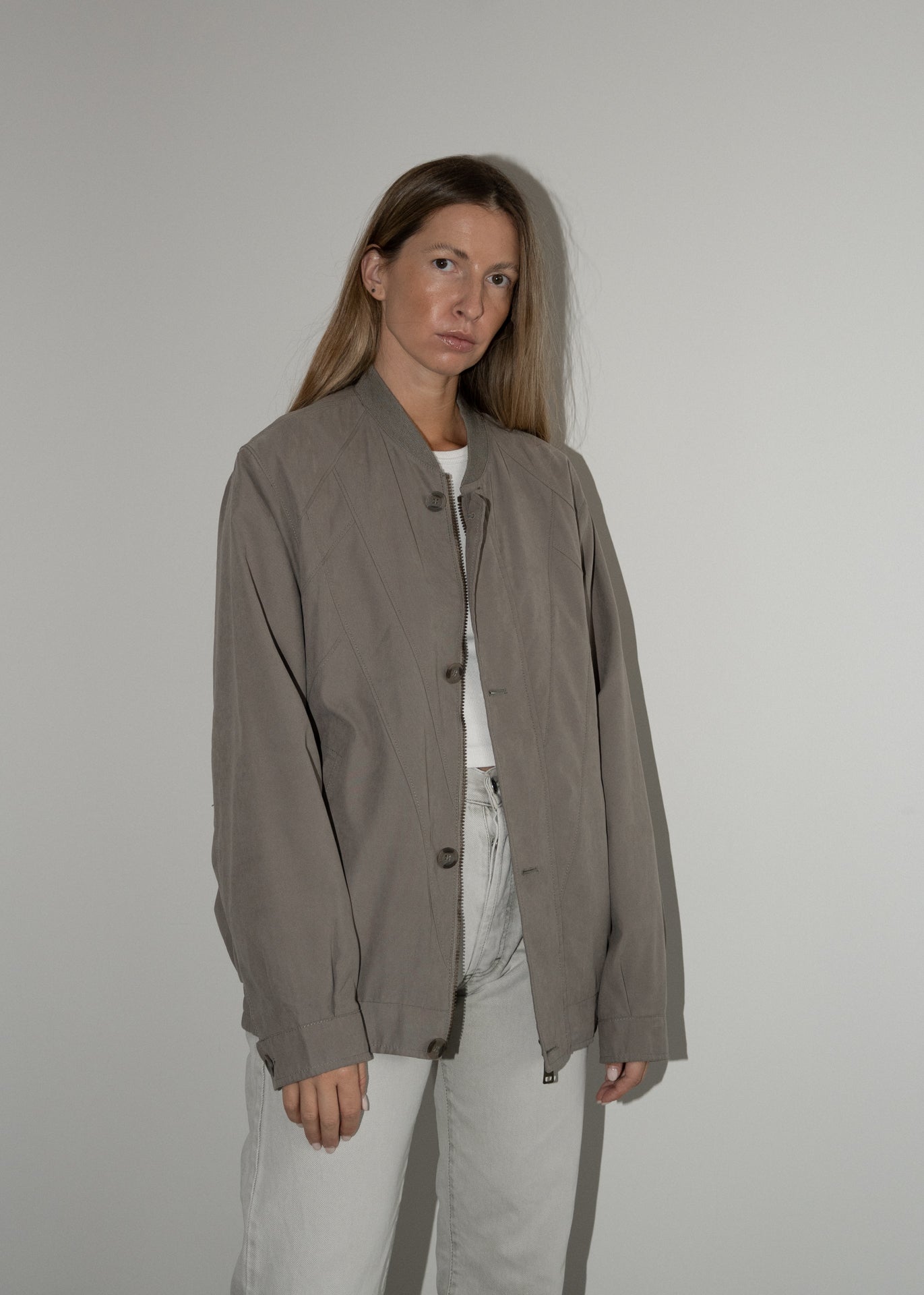 Vintage Oversized Bomber Jacket in Khaki