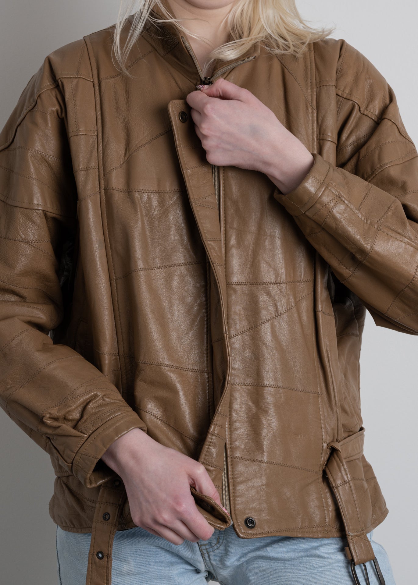Vintage Brown Oversized Leather Jacket