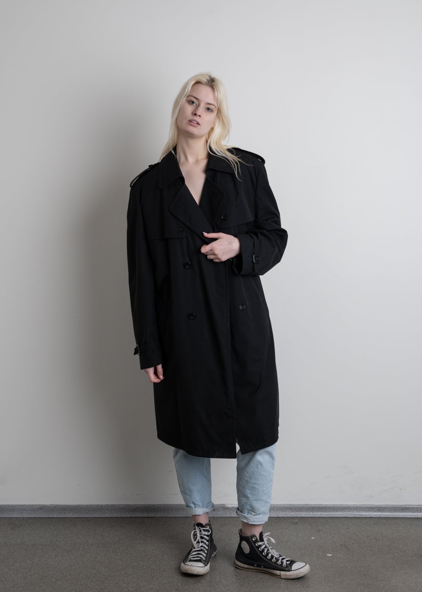 Vintage Black Oversized Rain Coat