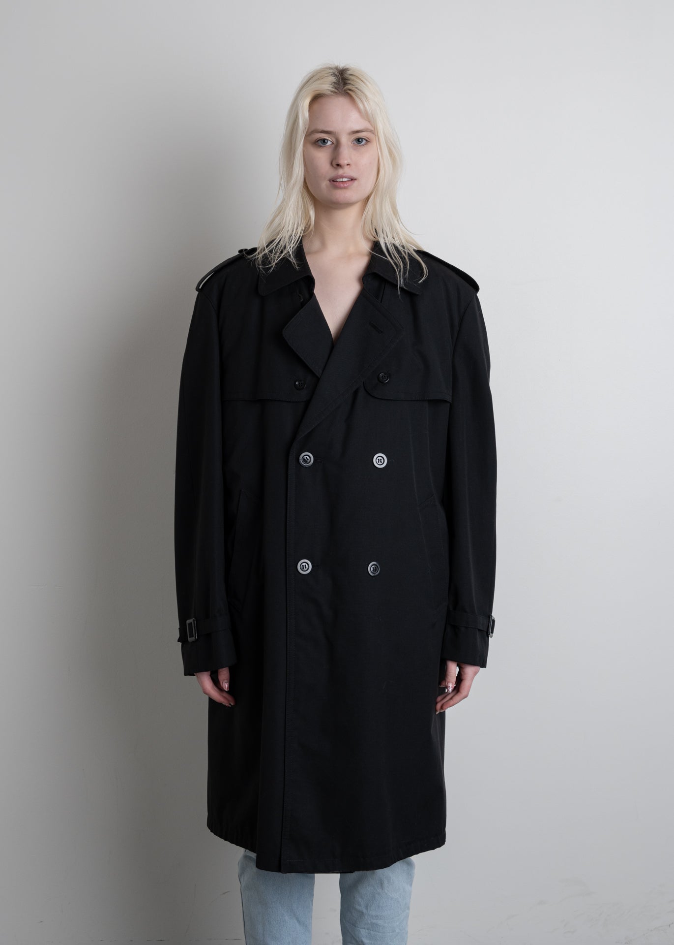 Vintage Black Oversized Rain Coat