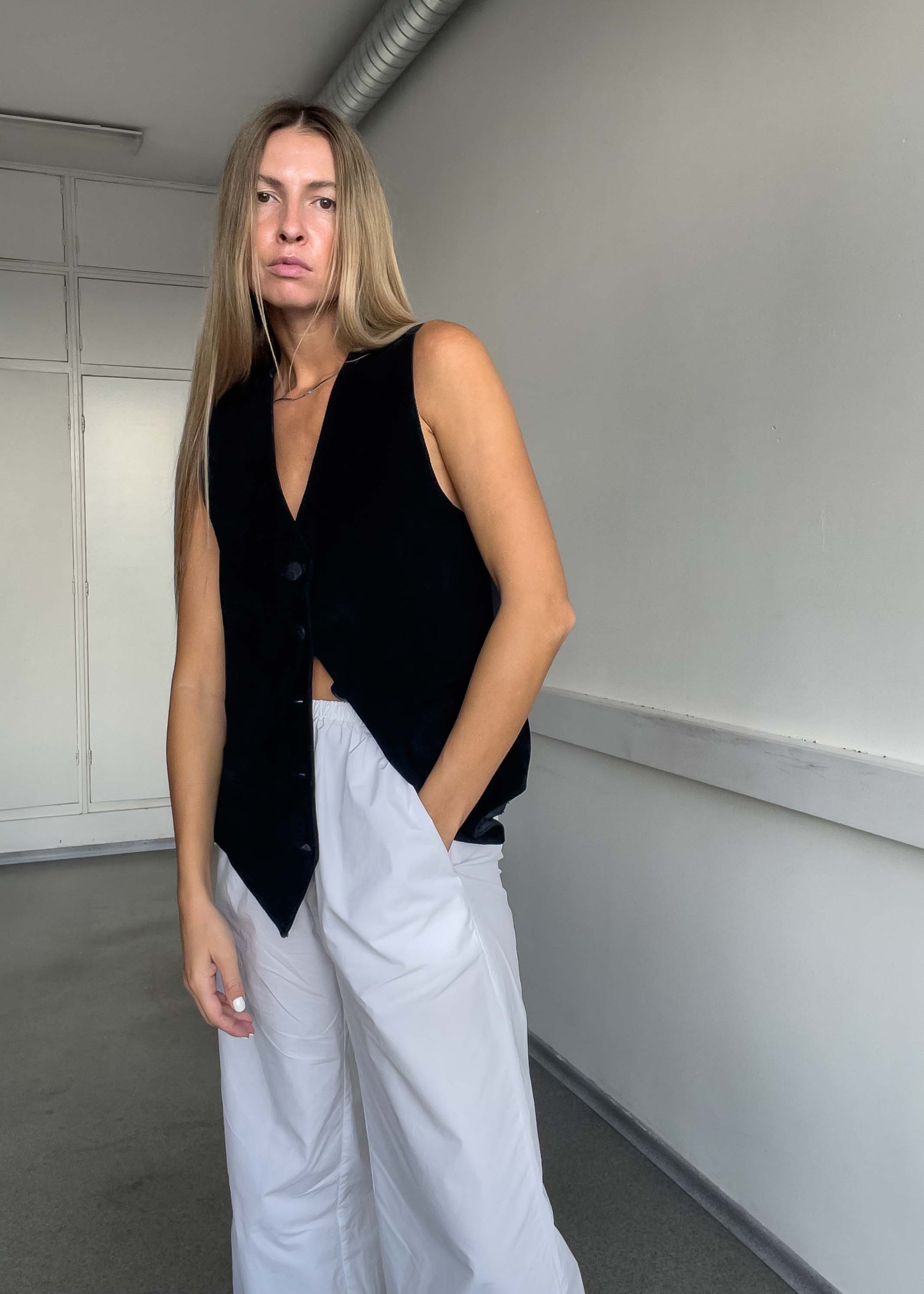 Vintage Black Oversized Suede Vest