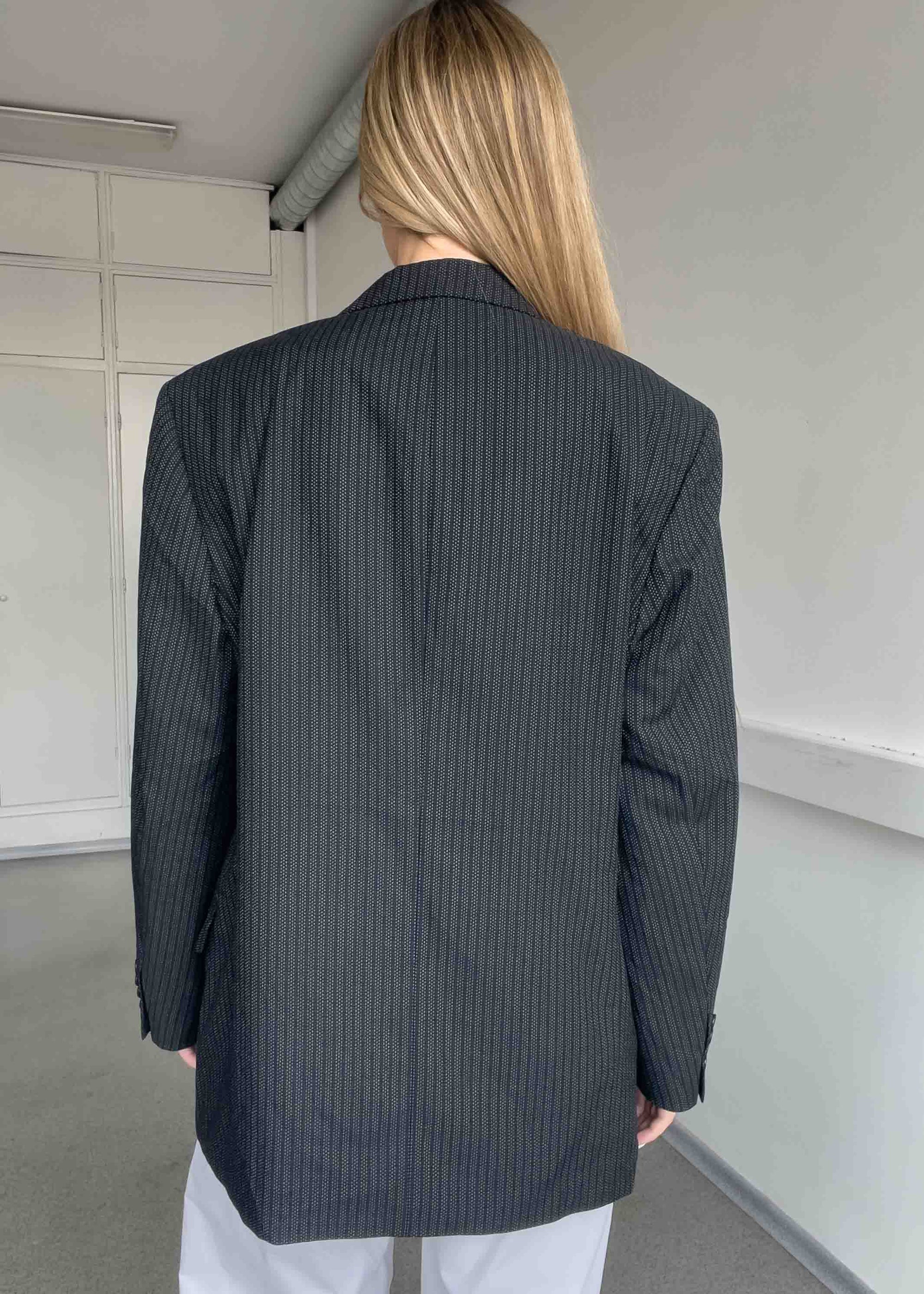 Vintage Black  Stripy Oversized Blazer