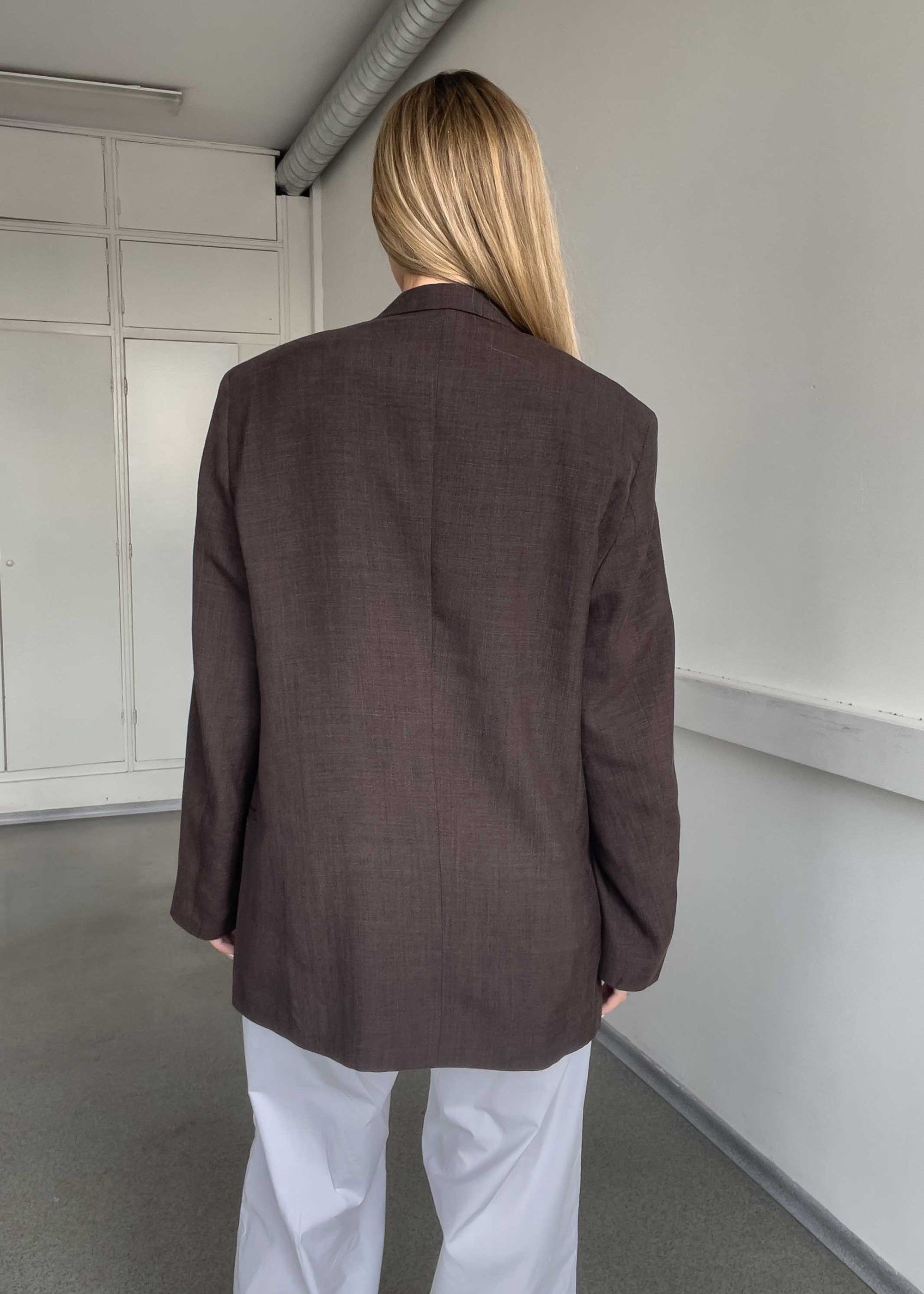 Vintage Brown Oversized  Linen Blazer