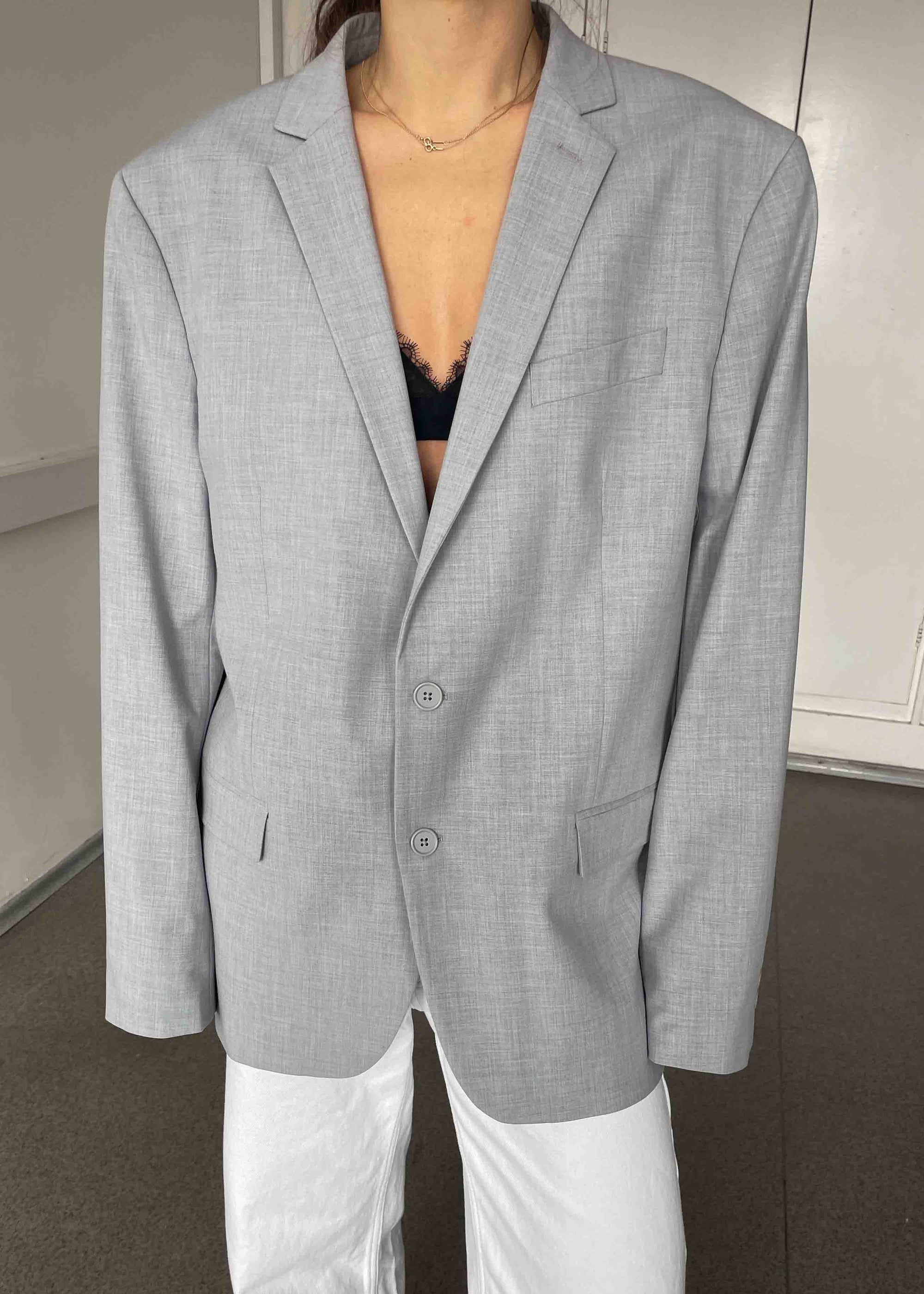 Vintage Light Grey Oversized Blazer