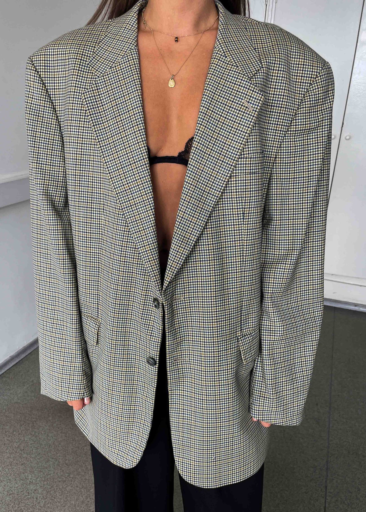 Vintage Multicoloured Checked Oversized Blazer