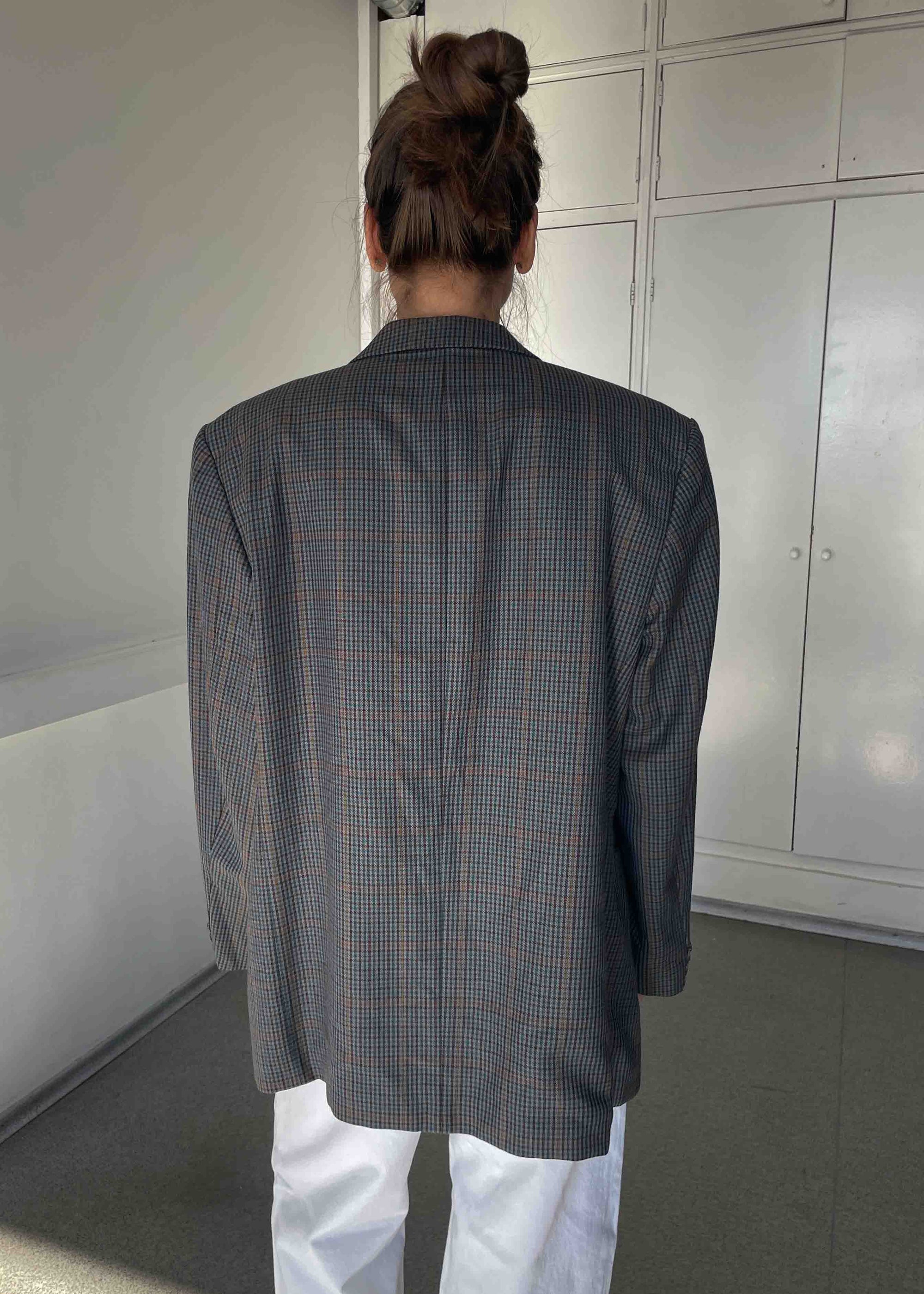 Vintage Multicoloured Checked Oversized Blazer