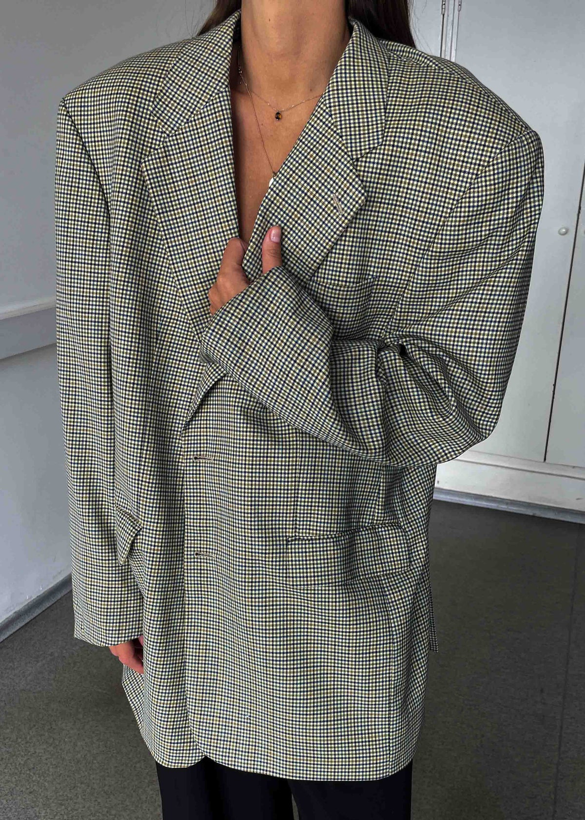 Vintage Multicoloured Checked Oversized Blazer