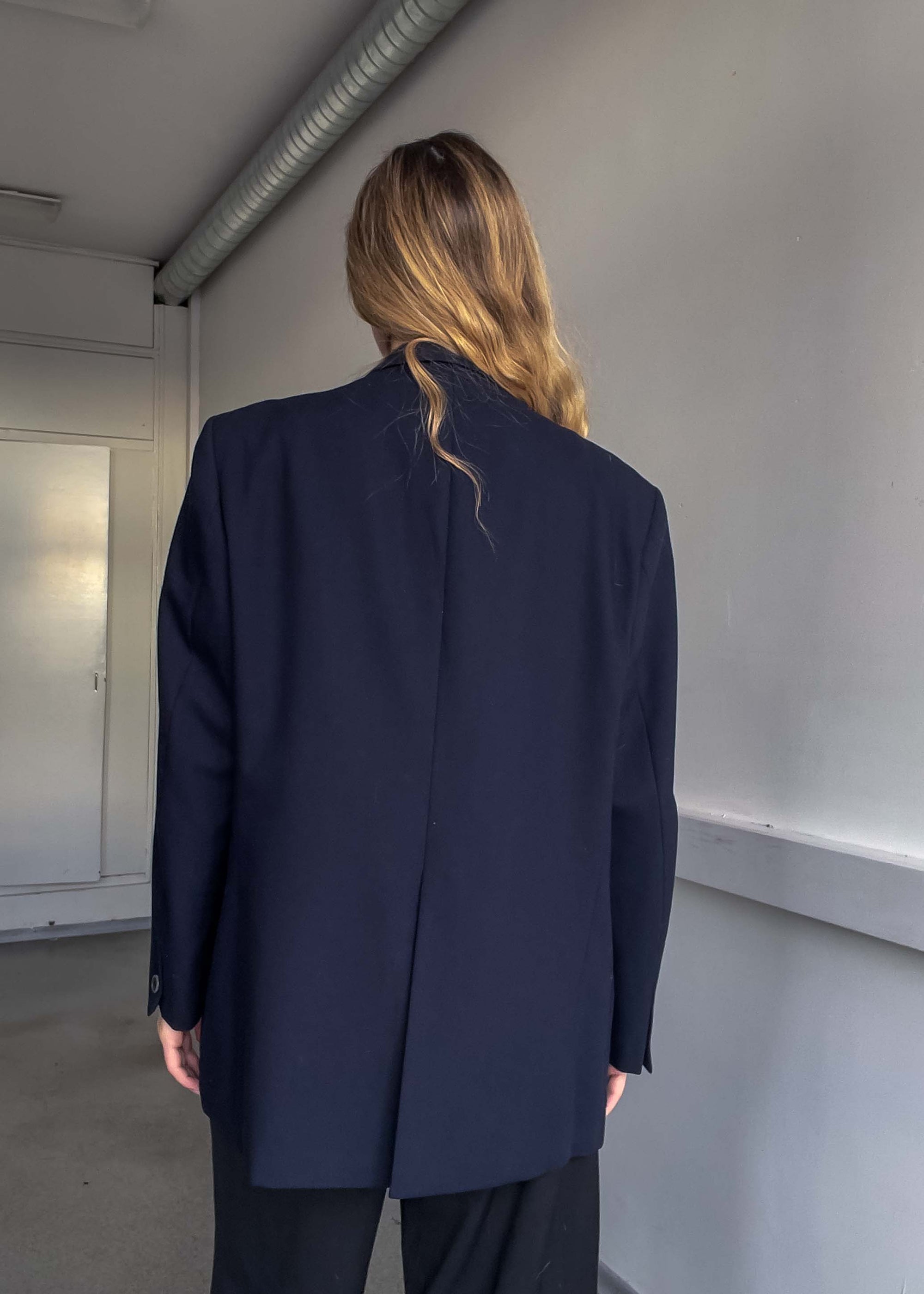 Vintage Navy Blue Oversized 100% WOOL Blazer