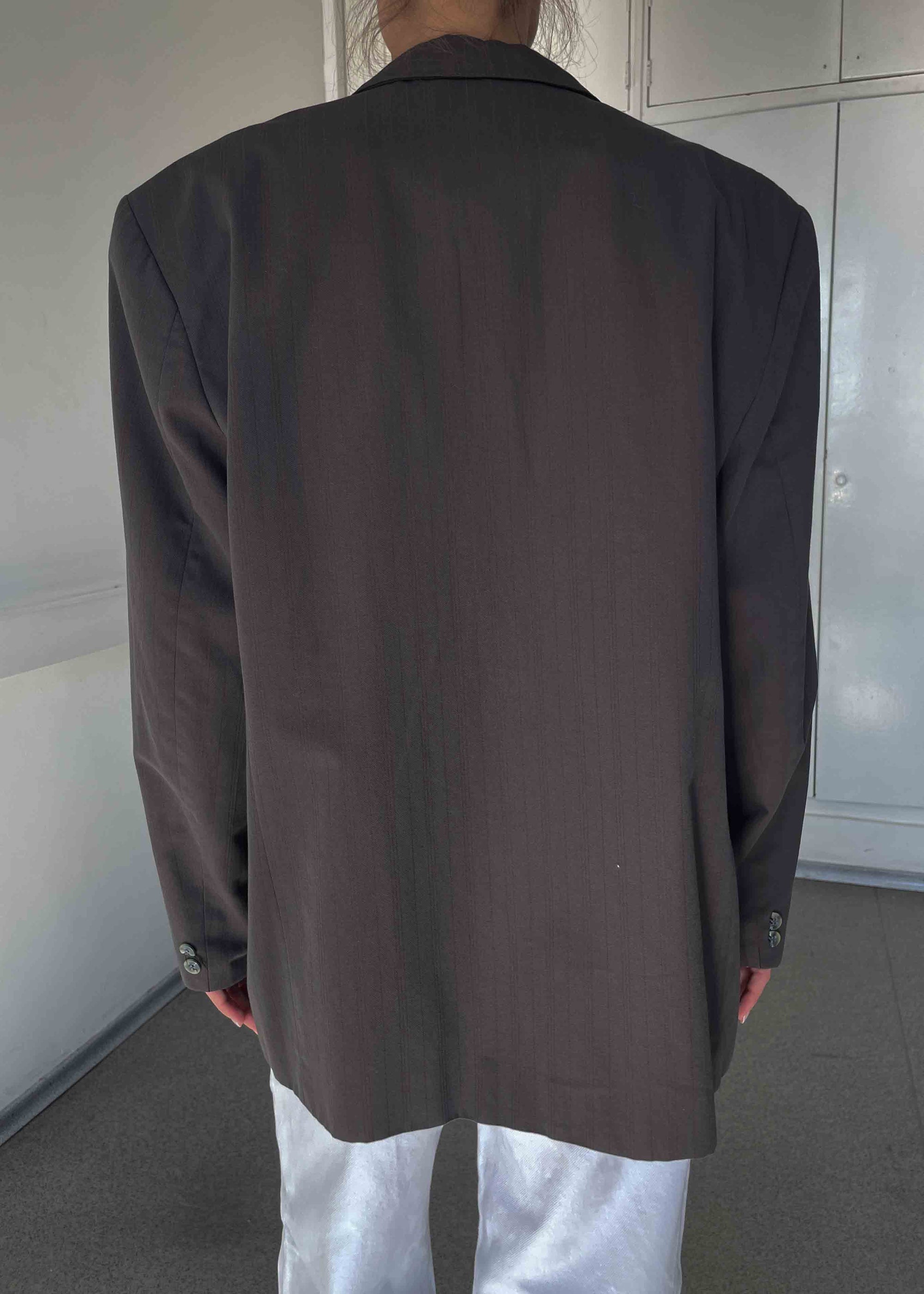 Vintage Brown Stripped Oversized Blazer