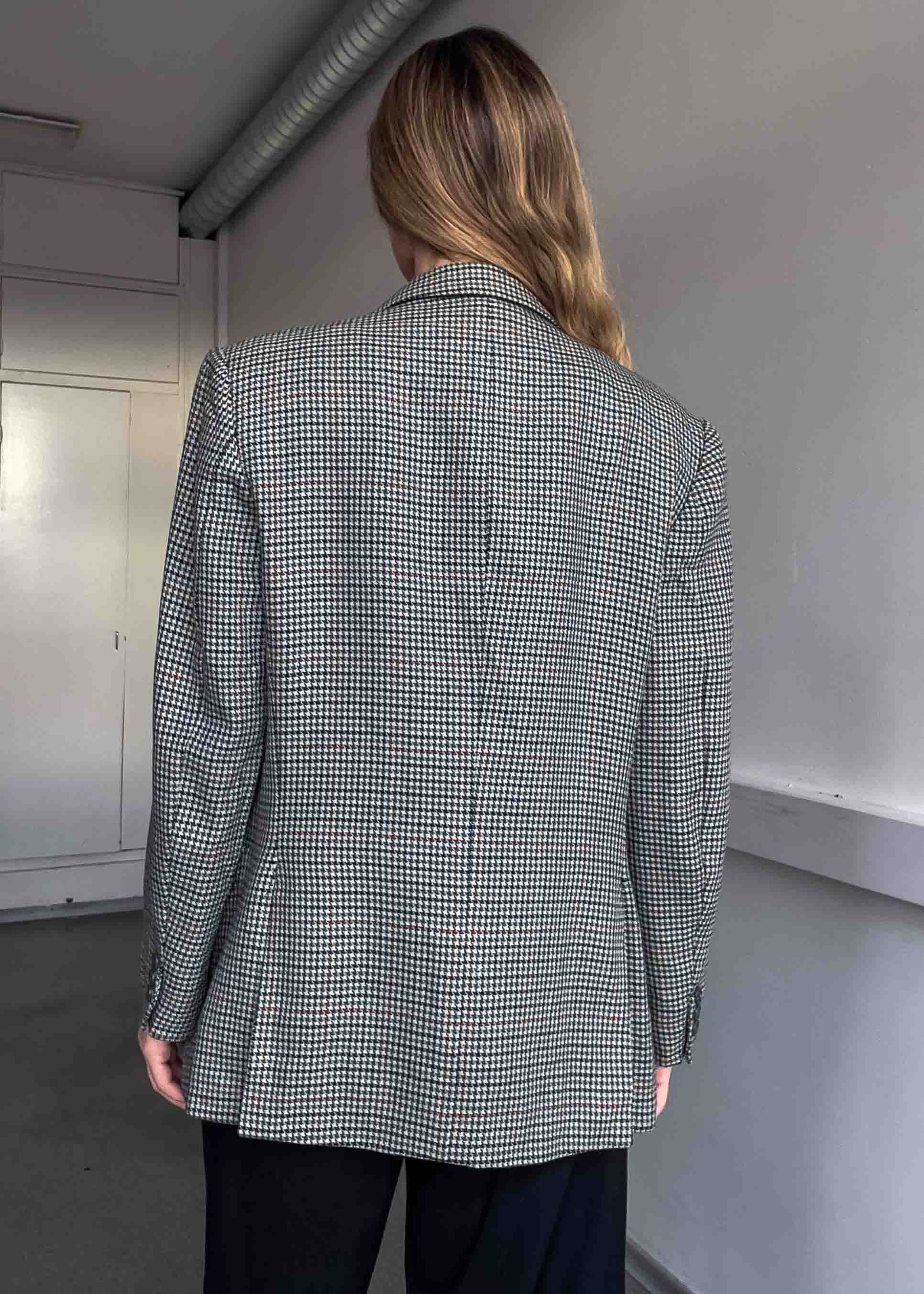 Vintage Dogtooth Print Oversized 100% WOOL Blazer