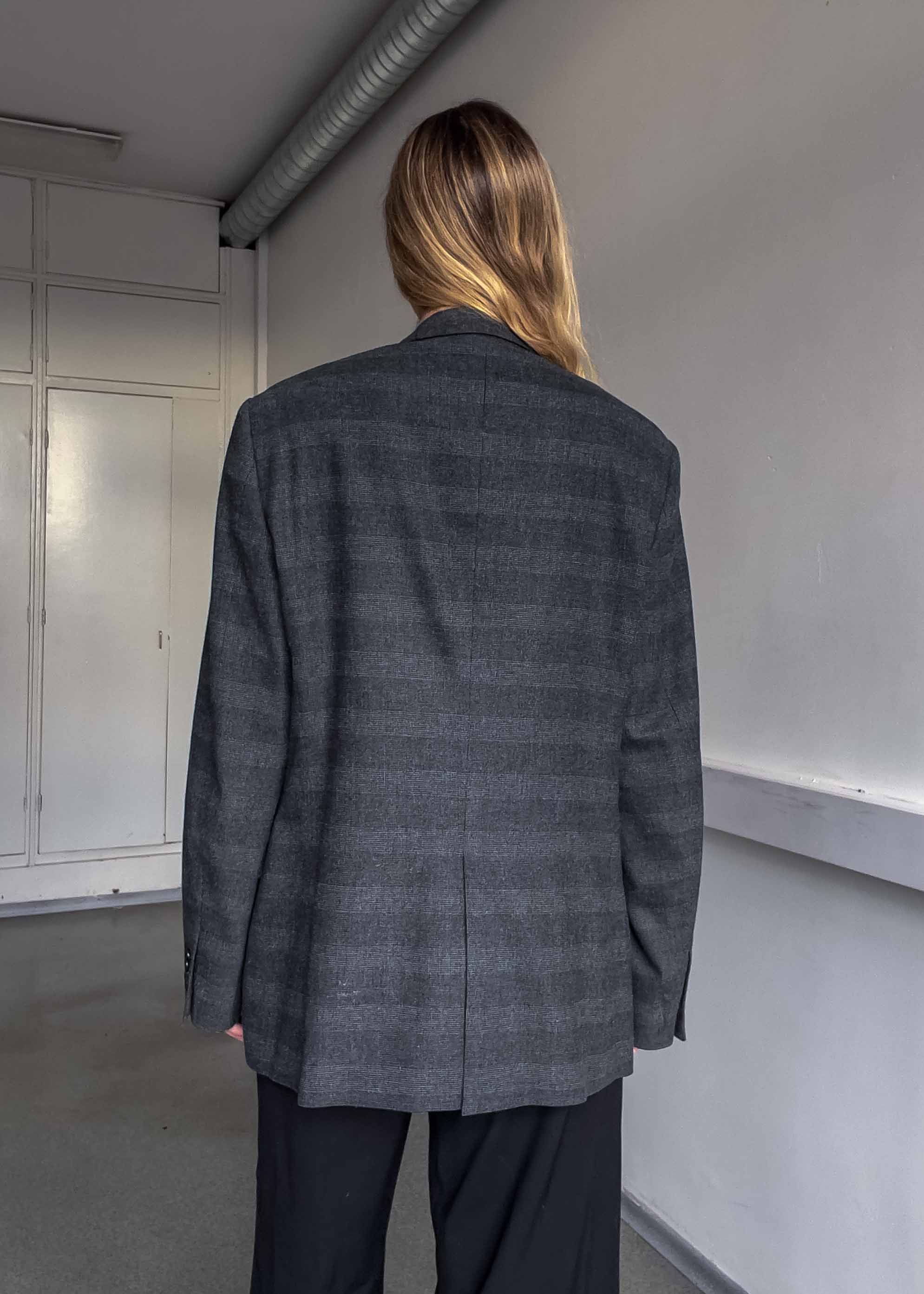 Vintage Grey Patterned Oversized Blazer