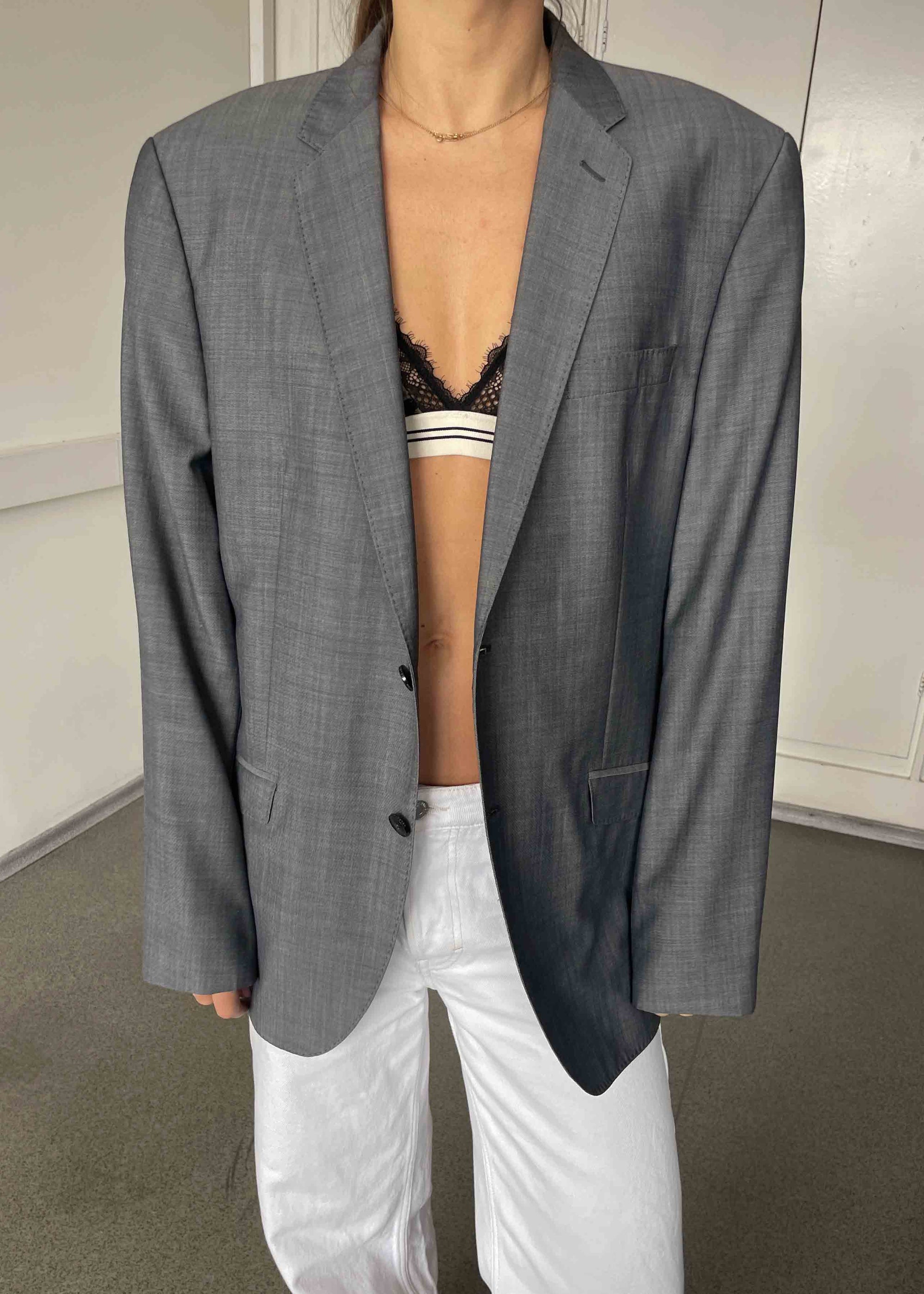 Vintage Grey Oversized Blazer