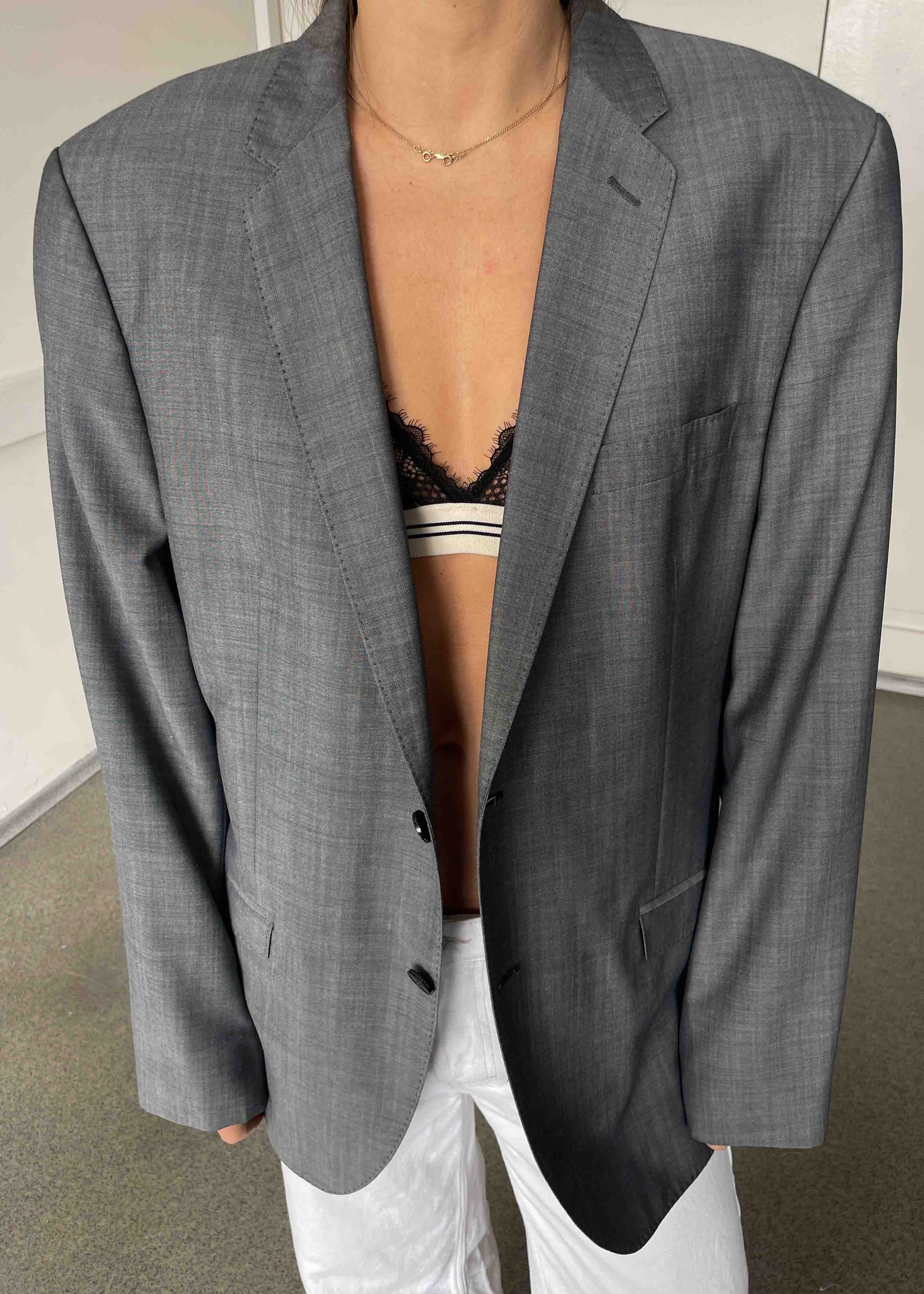 Vintage Grey Oversized Blazer