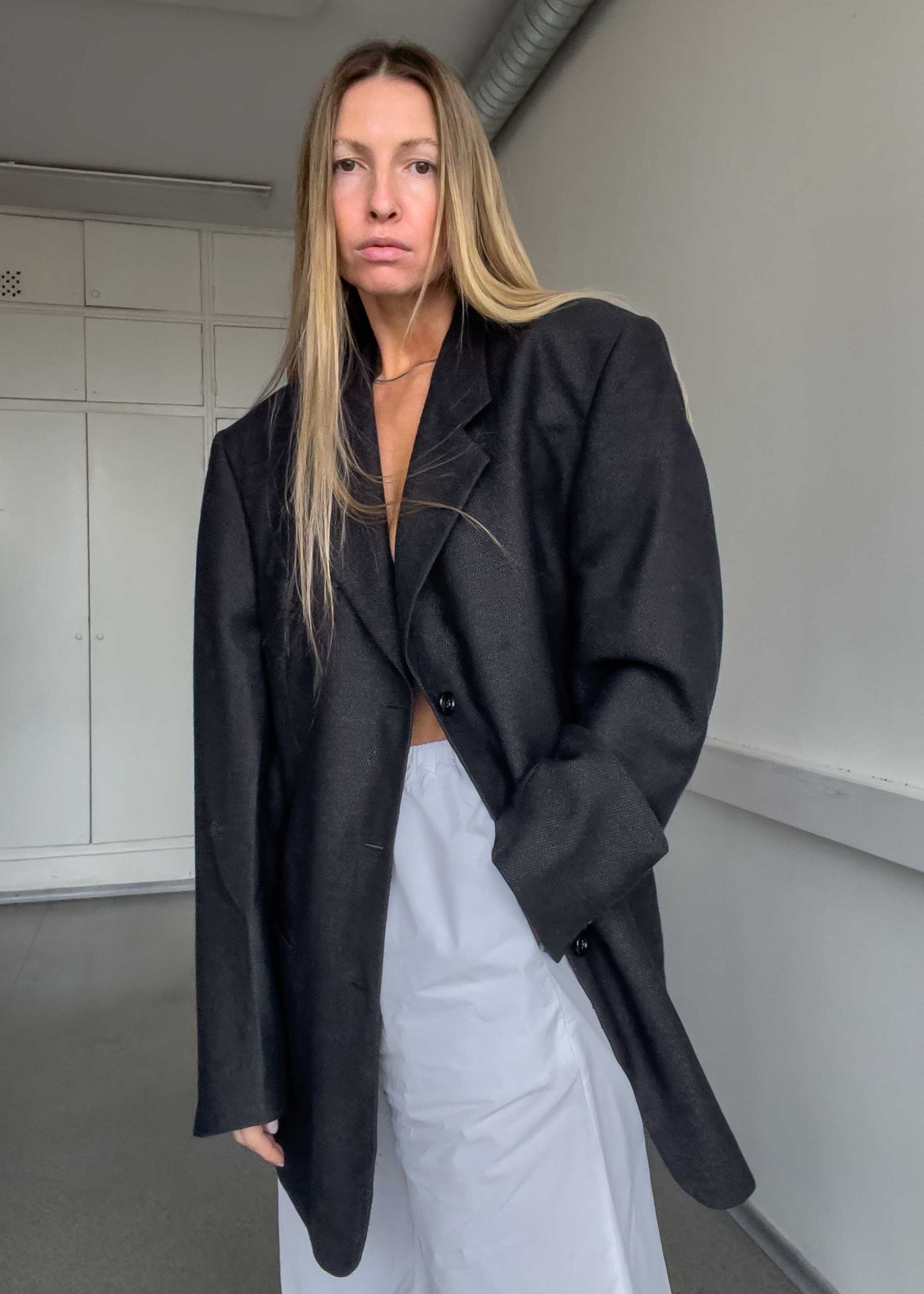 Vintage Dark Grey Oversized Blazer