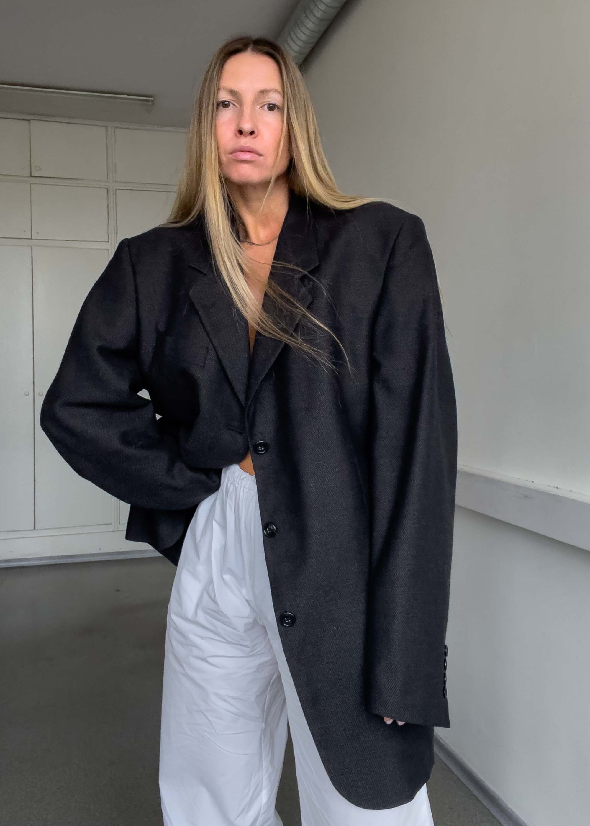 Vintage Dark Grey Oversized Blazer