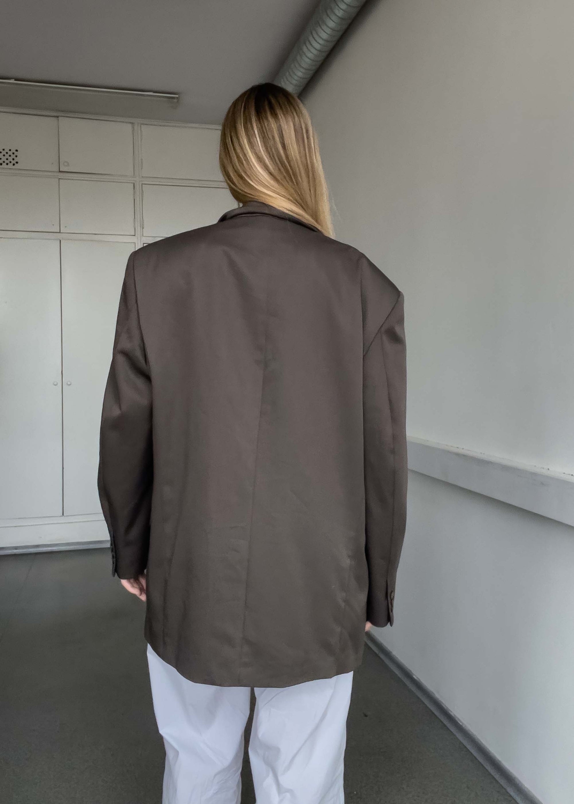 Vintage Khaki Brown Oversized Blazer
