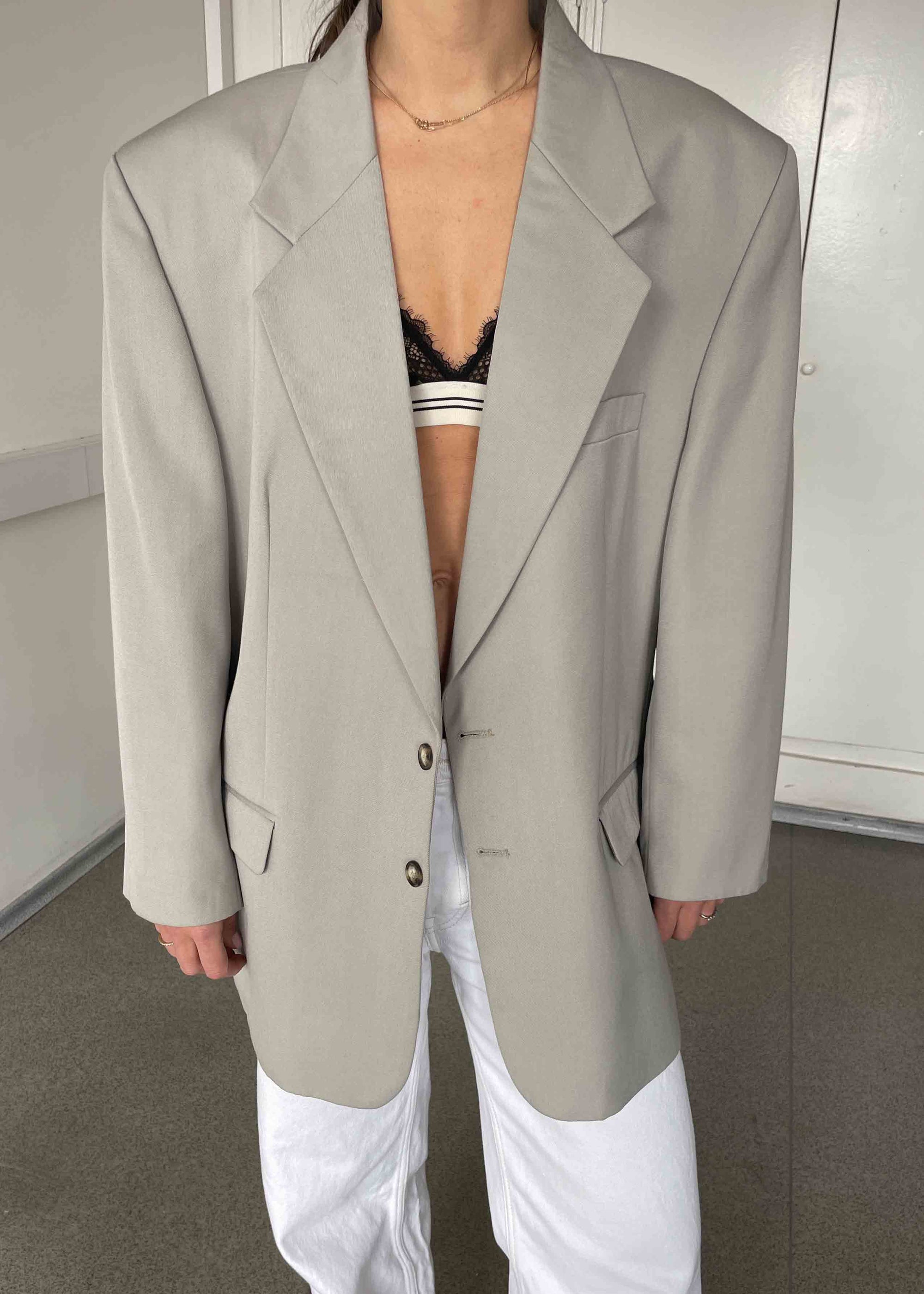 Vintage Light Grey Oversized Blazer