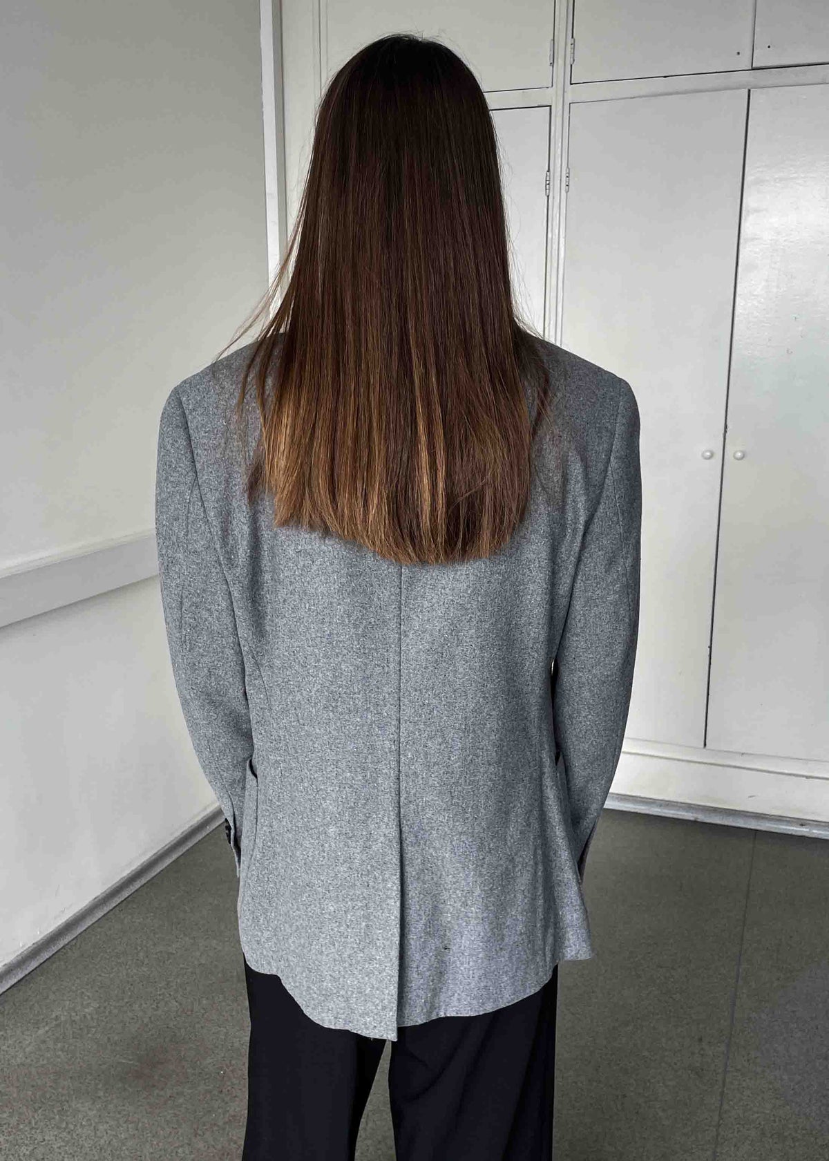 Vintage Light Grey Oversized Brushed Wool Blazer
