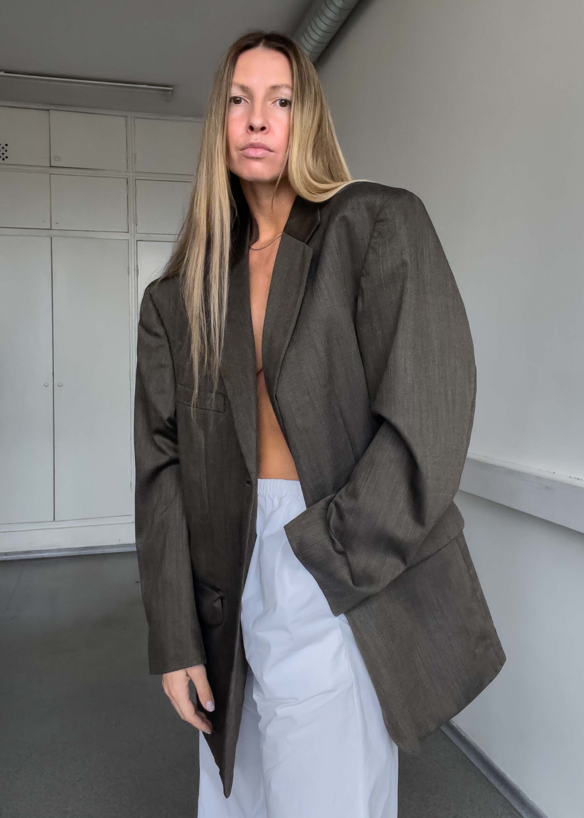 Vintage Khaki Oversized Blazer